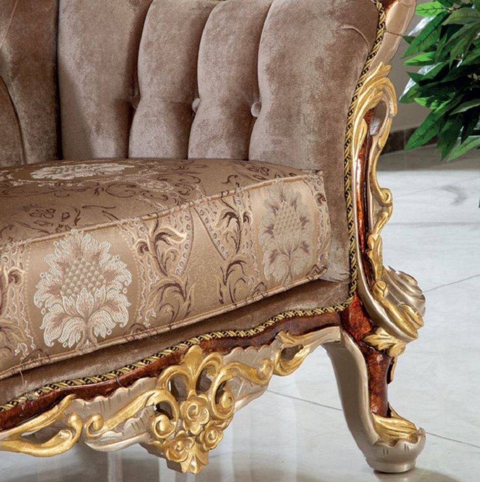 Casa Padrino Sessel Luxus Barock Sessel Grau / Braun / Silber / Gold 20 x  20 x H. 20 cm   Prunkvoller Wohnzimmer Sessel mit elegantem Muster   ...