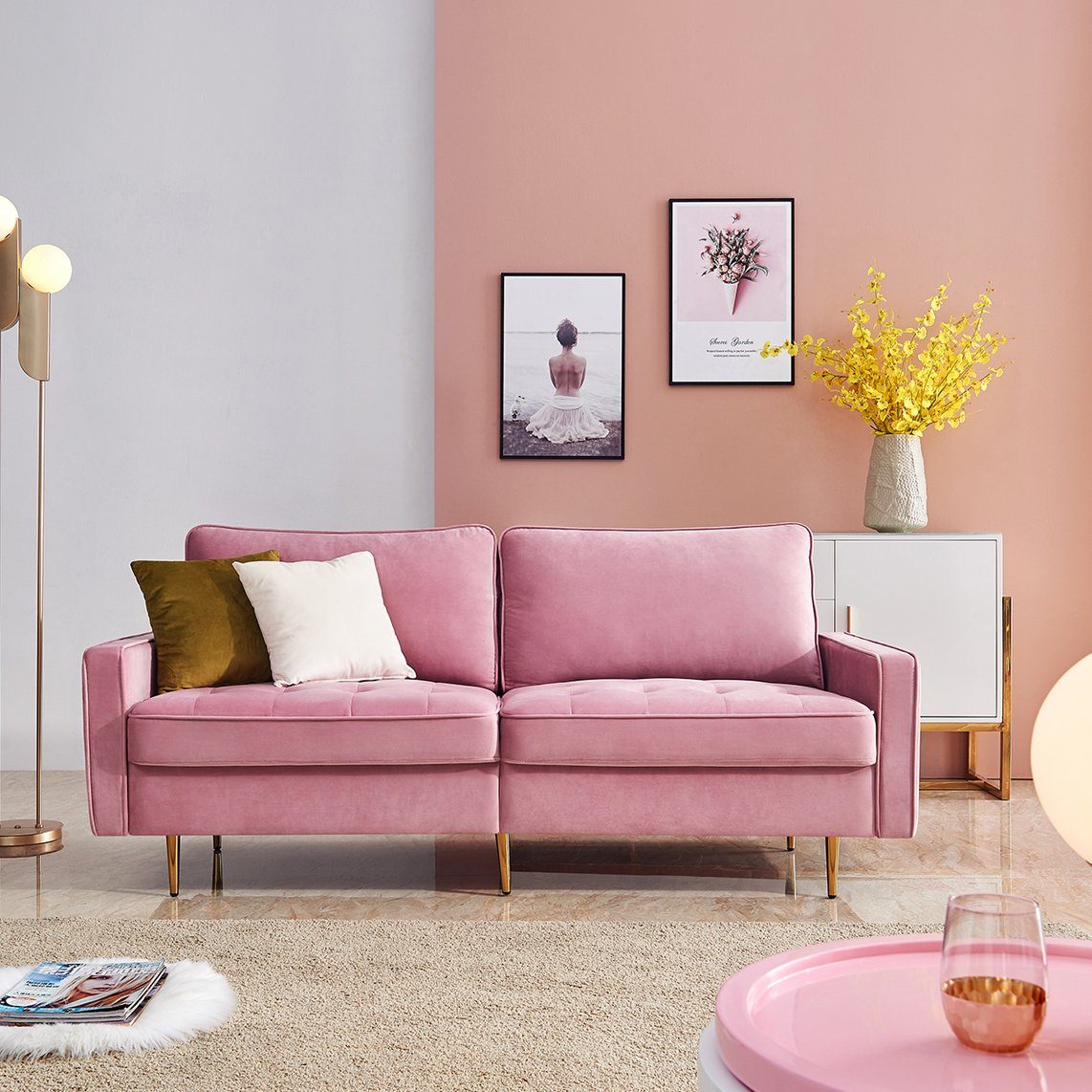 Flieks Sofa, Couch Loveseat Modernes Samtstoff Sofa, 180cm