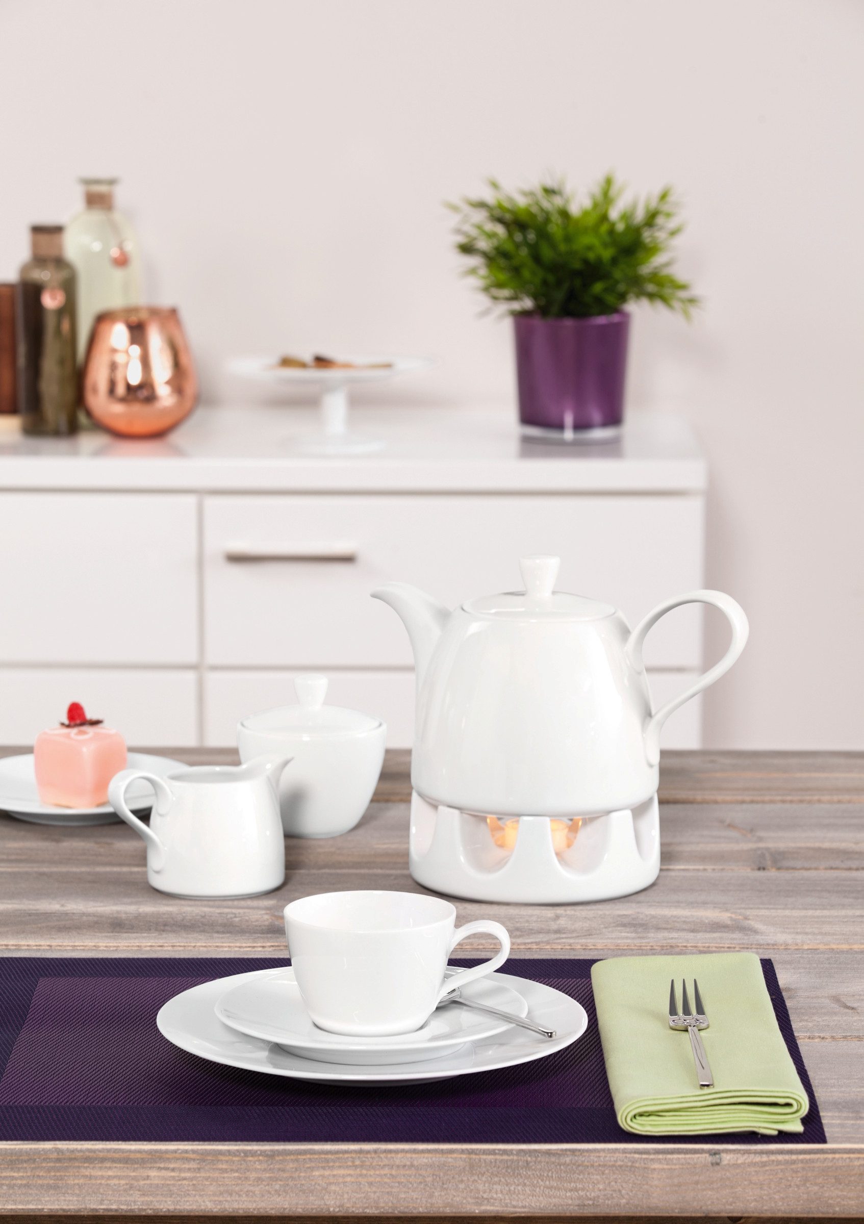 Seltmann Weiden Kaffeeservice Geschirr-Set, Service Life (18-tlg), 6 Personen, Porzellan, Teller-Set, Tassen, weiß, Made in Germany, 18 Teile, für 6 Personen