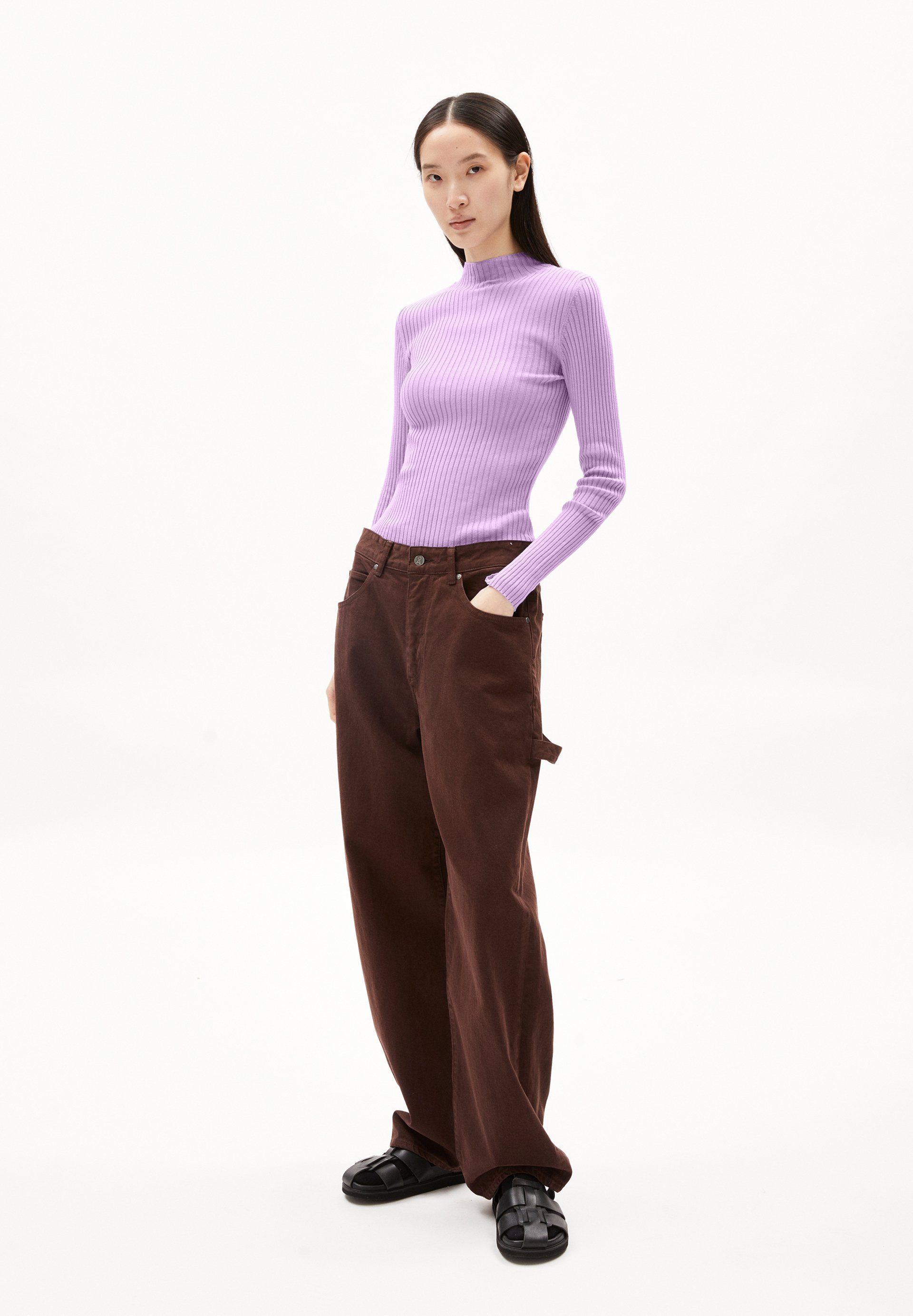 Armedangels Strickpullover ALAANIA Damen Pullover Slim Fit aus Bio-Baumwolle (1-tlg) smart lilac