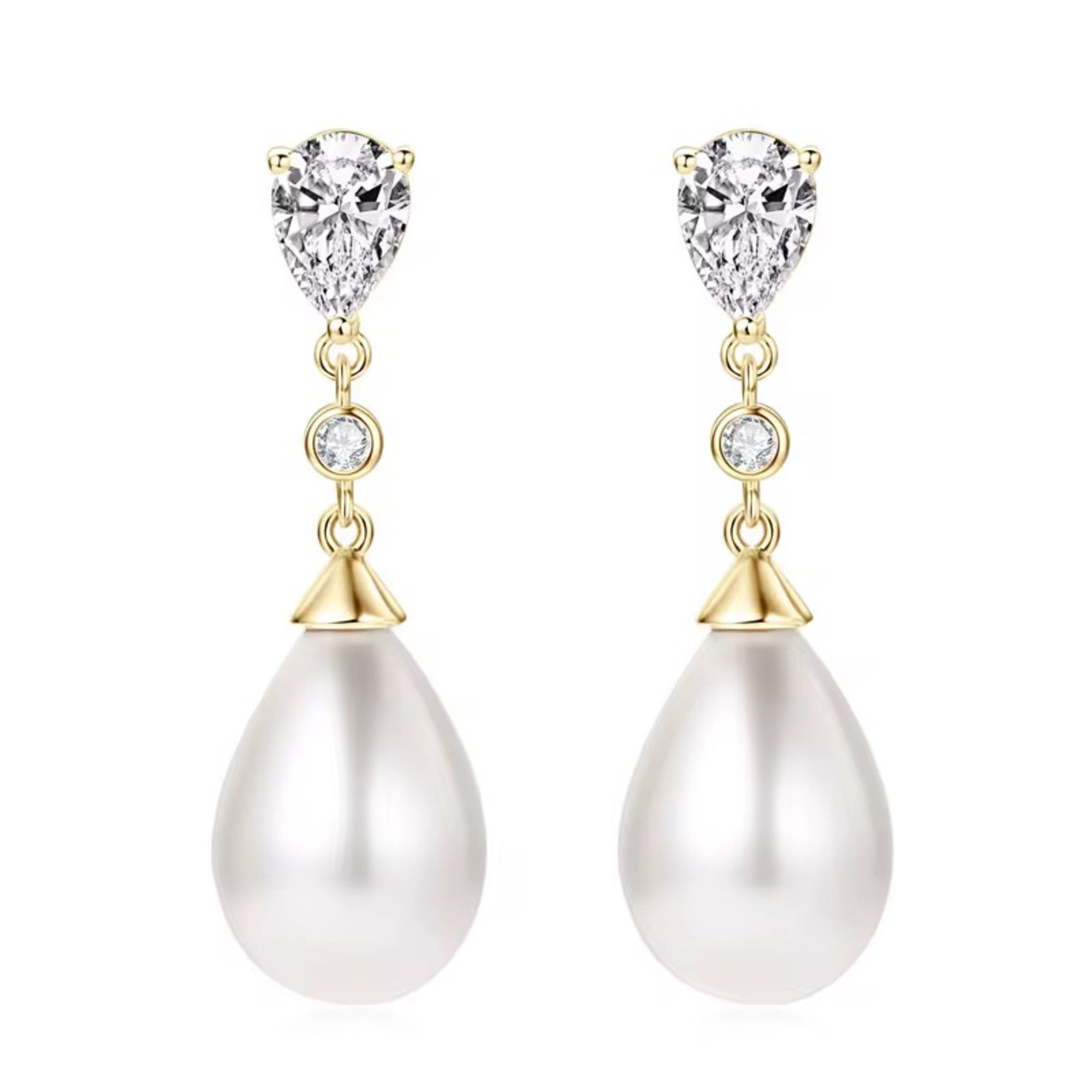 ROUGEMONT Paar Creolen Funkelnde Moissanit Damen Ohrhänger Tropfen 925 sterling Silber, Echtschmuck