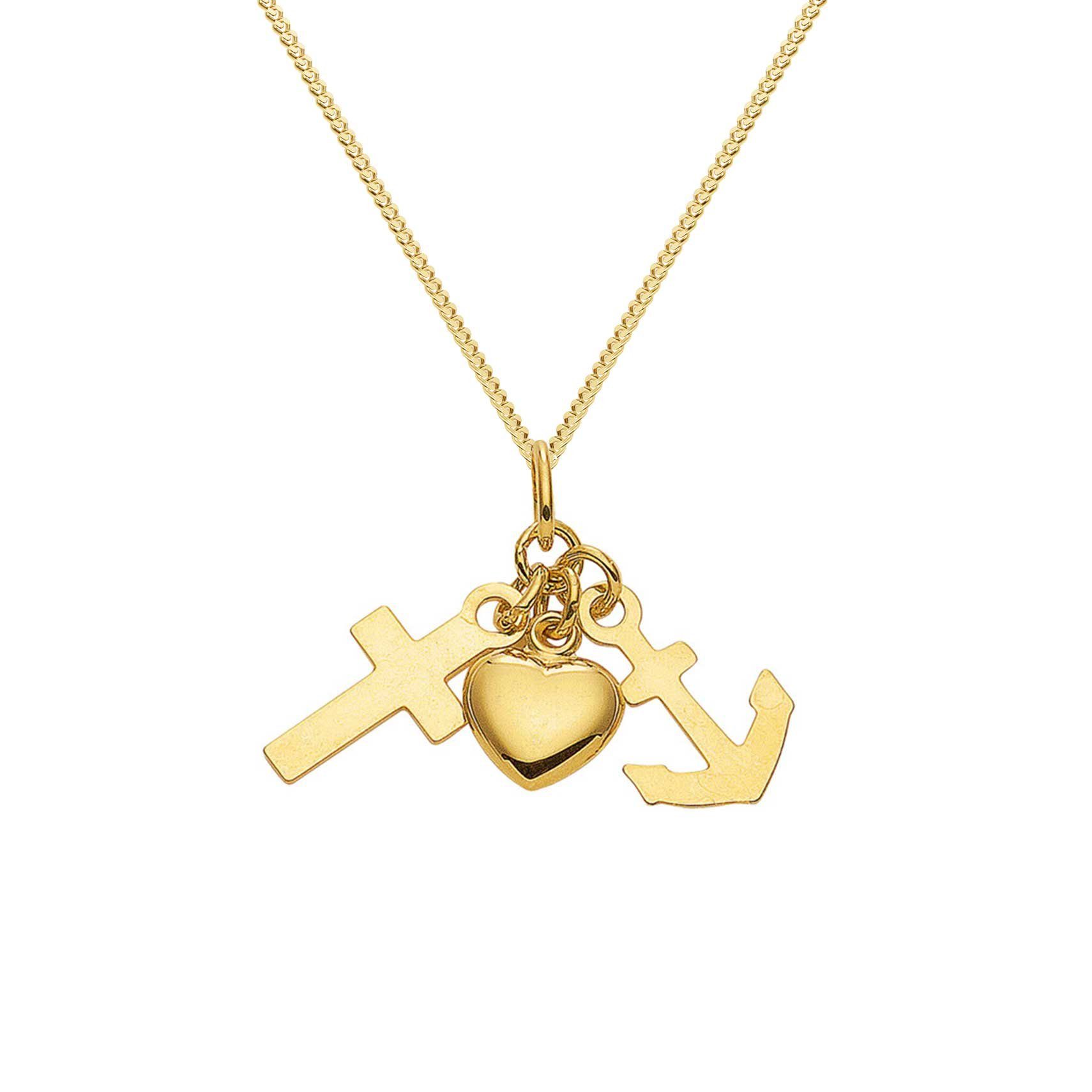 HOPLO Kettenanhänger Anhänger Glaube-Liebe-Hoffnung mit Goldkette günstig online kaufen