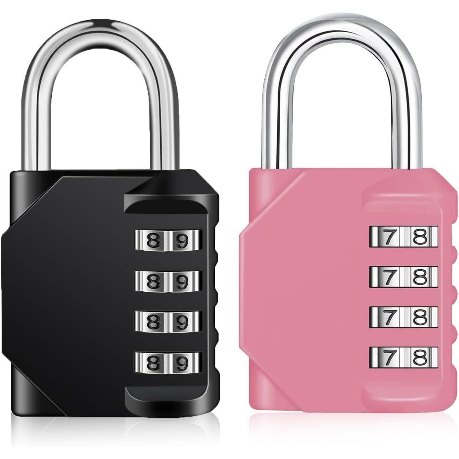LuxusKollektion Vorhängeschloss Vorhängeschloss Zahlencode 4Stellig 2P 2 Stücke Schwarz und Rosa