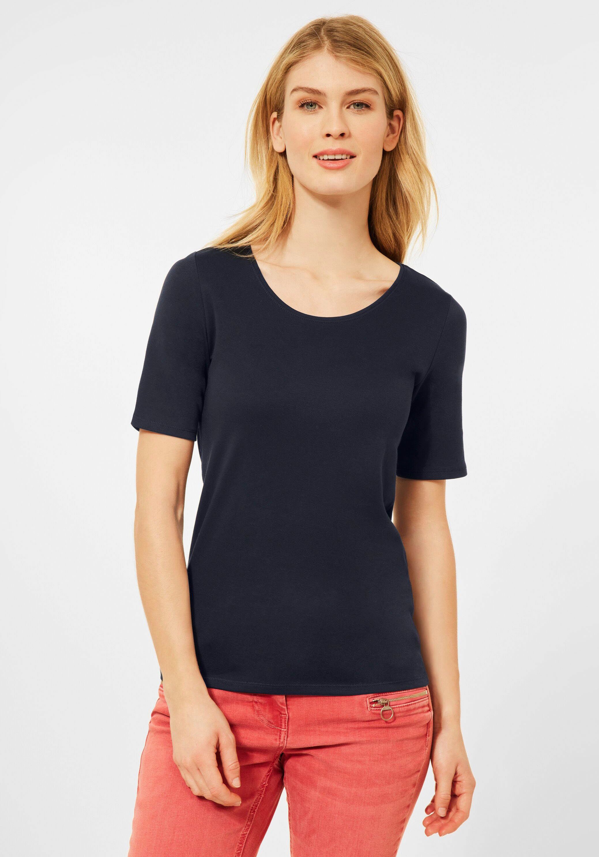 Cecil T-Shirt Style deep blue Unifarbe in Lena