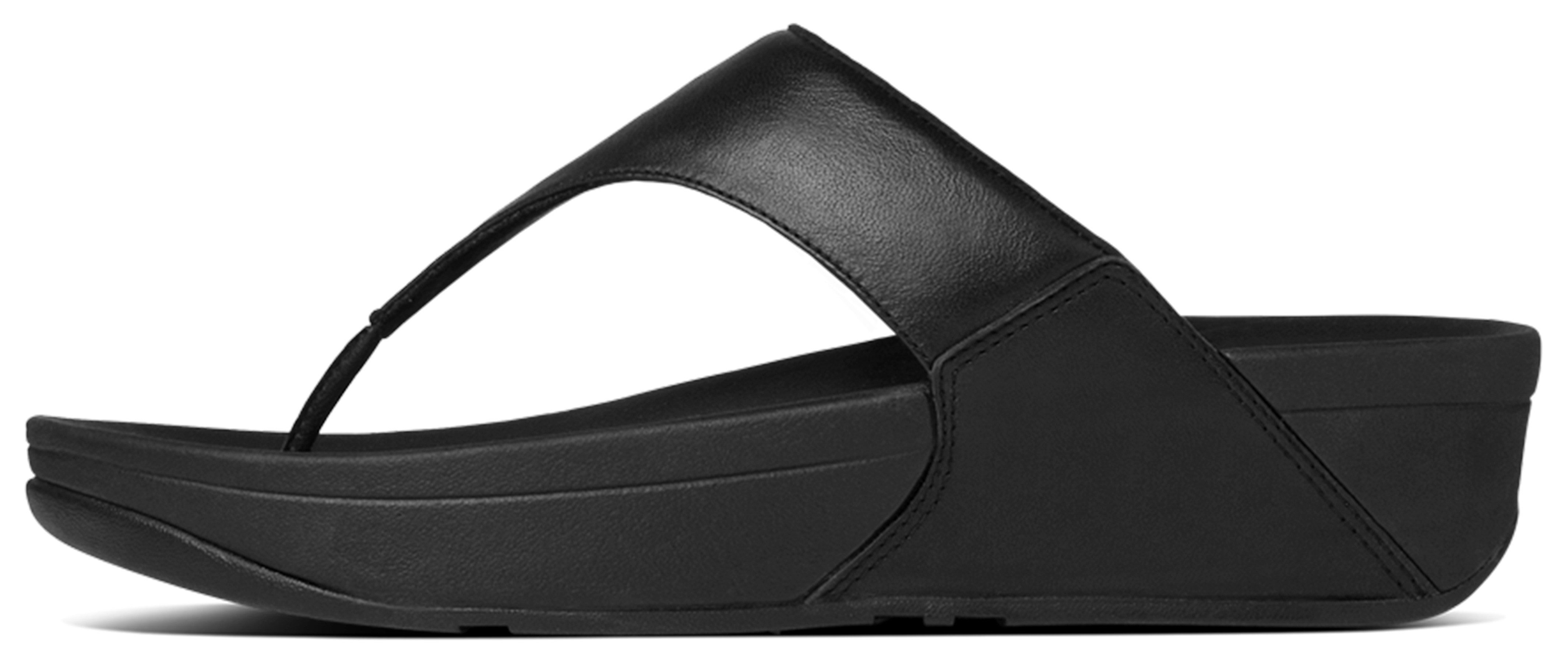 Fitflop LULU LEATHER TOEPOST Dianette Zehentrenner, Pool Slides, Pantolette, Badeschuh mit Keilabsatz