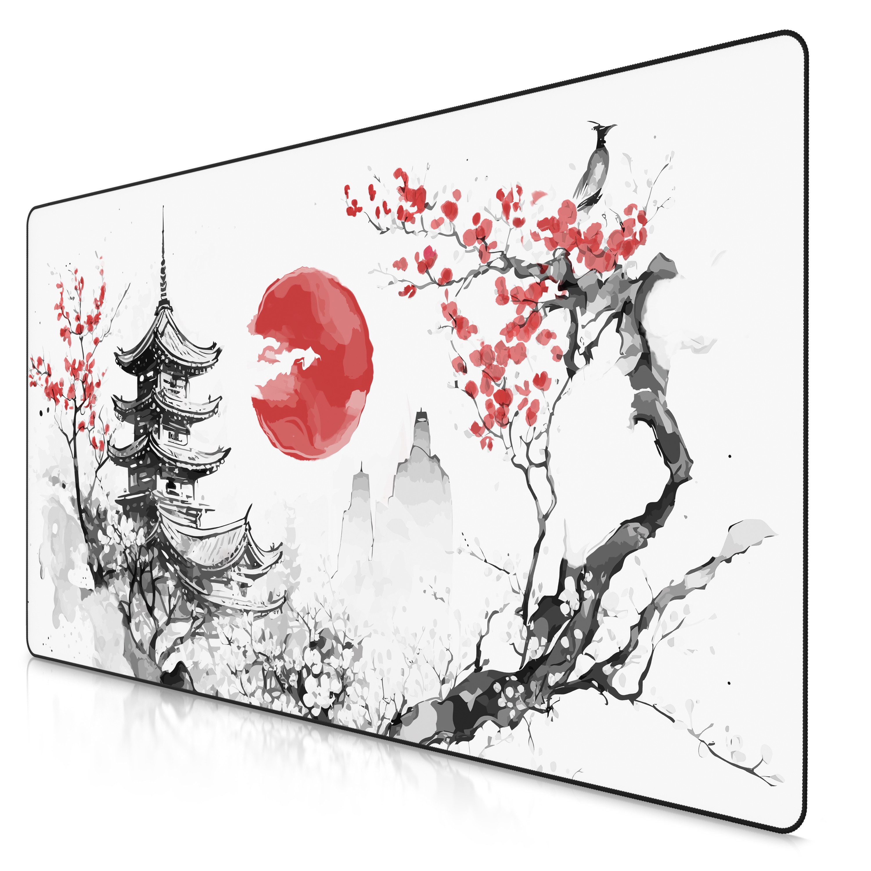 Titanwolf Gaming Mauspad XXXL Speed Mousepad 1200 x 600 x 3 mm, große Schreibtischauflage (1-St), rutschfest, abwaschbar, Geschwindigkeit, Präzision, Japan Ink Painting