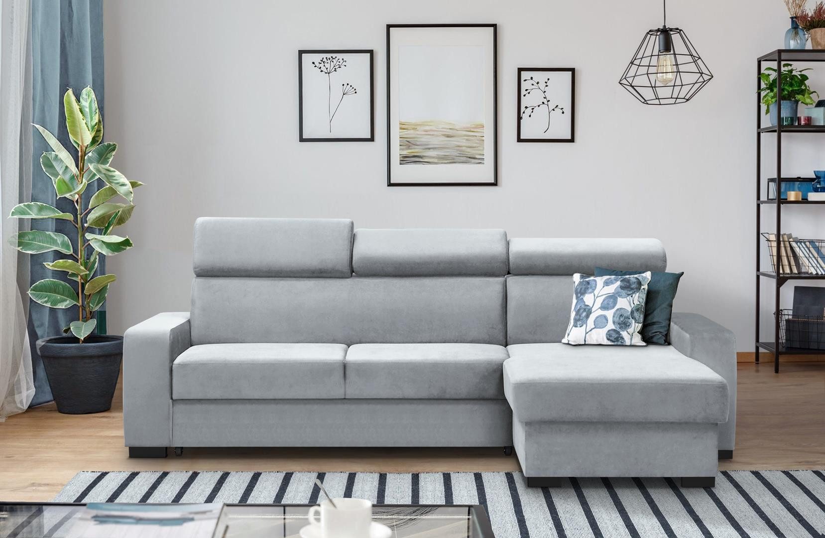 Beautysofa Ecksofa mit Schlaffunktion Fox II, mit verstellbaren Kopfstützen günstig online kaufen