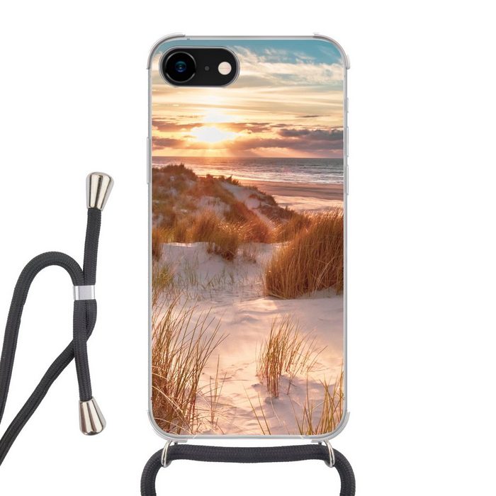 MuchoWow Handyhülle Düne - Pflanzen - Sonnenuntergang - Strand - Meer Handyhülle Telefonhülle Apple iPhone 7