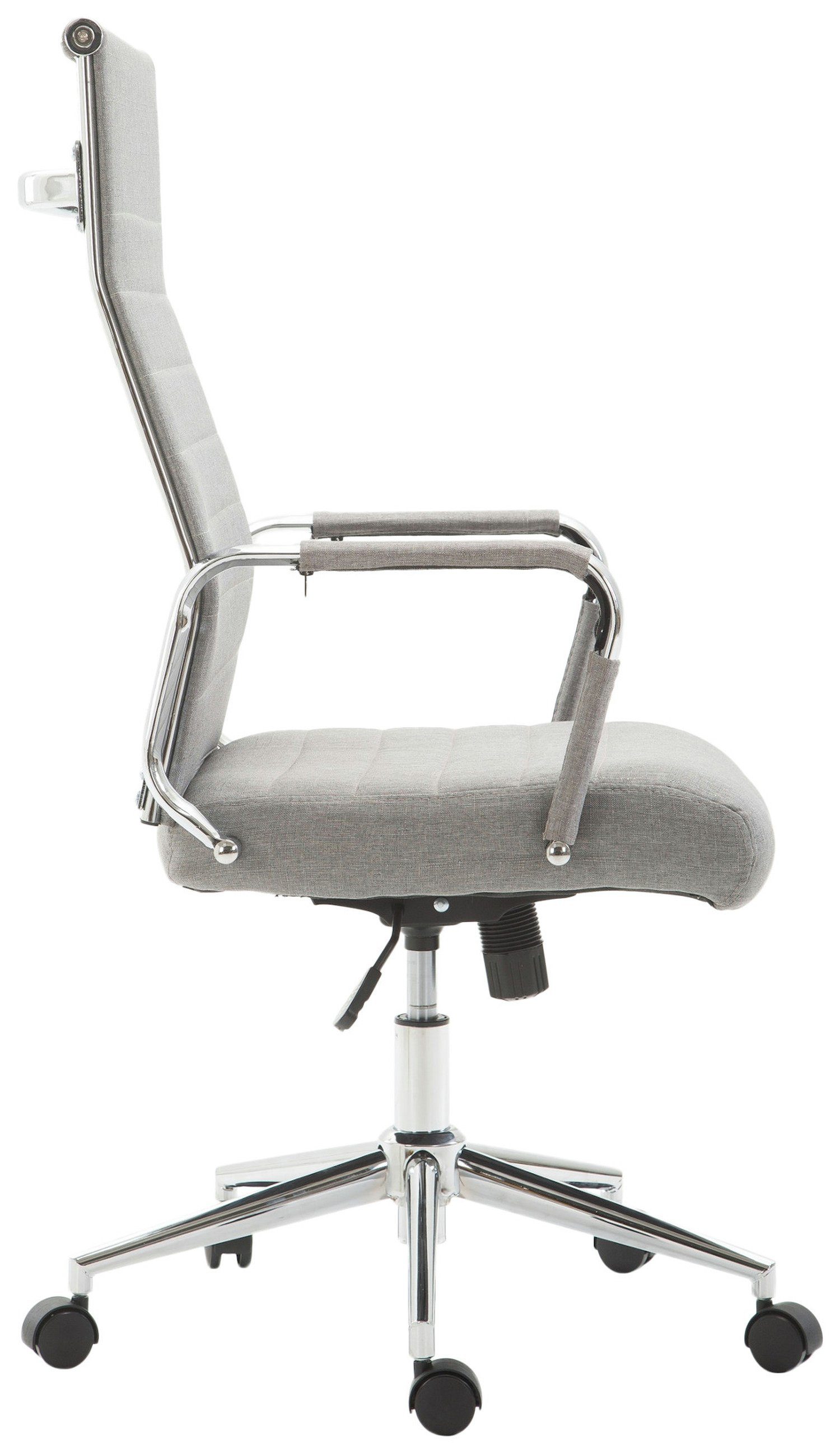 und XXL), - Bürostuhl Bürostuhl drehbar chrom grau Stoff Metall TPFLiving 360° Chefsessel, Rückenlehne Sitz: bequemer (Schreibtischstuhl, höhenverstellbar Gestell: mit Koro - Drehstuhl,