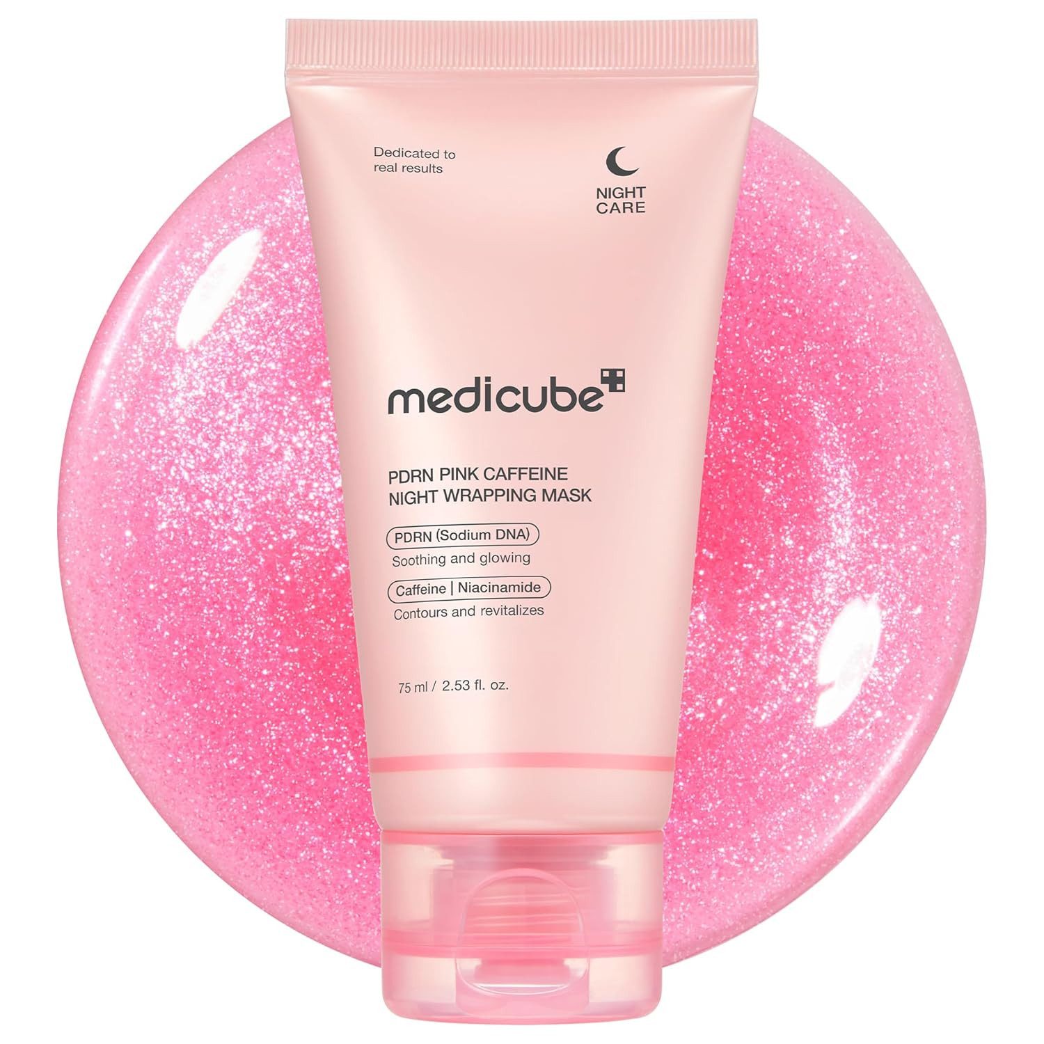 Medicube Gesichtsmaske PDRN Pink Caffeine Night Wrapping Mask Regenerierende Overnight-Pflege mit Koffein & PDRN, für strahlende, pralle Haut – 75 ml