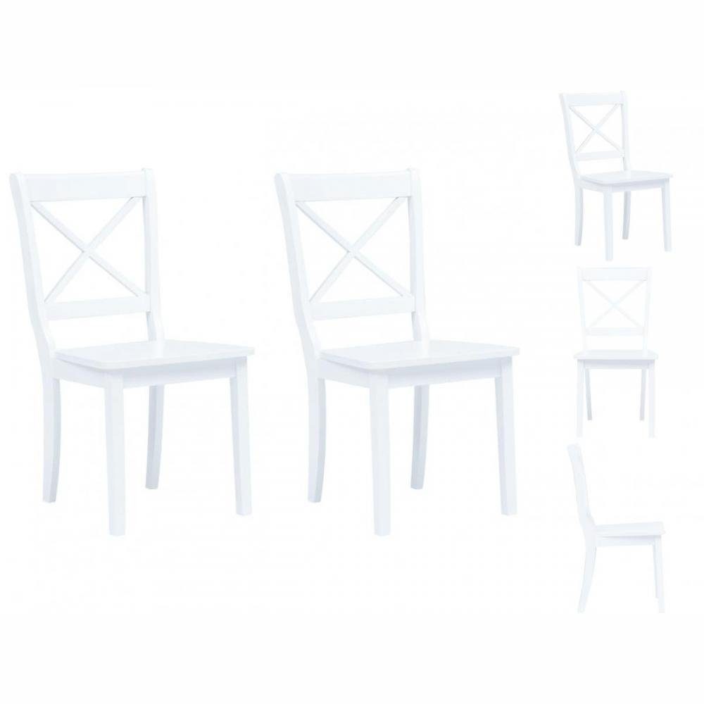Stuhl Weiß Esszimmerstühle 2 Gummiholz Massiv Stk vidaXL