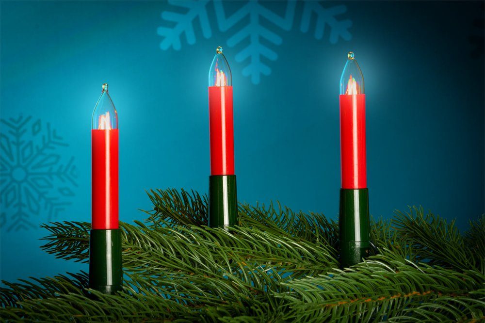 NARVA Lichterkette 15er Schaft-Lichterkette rot innen