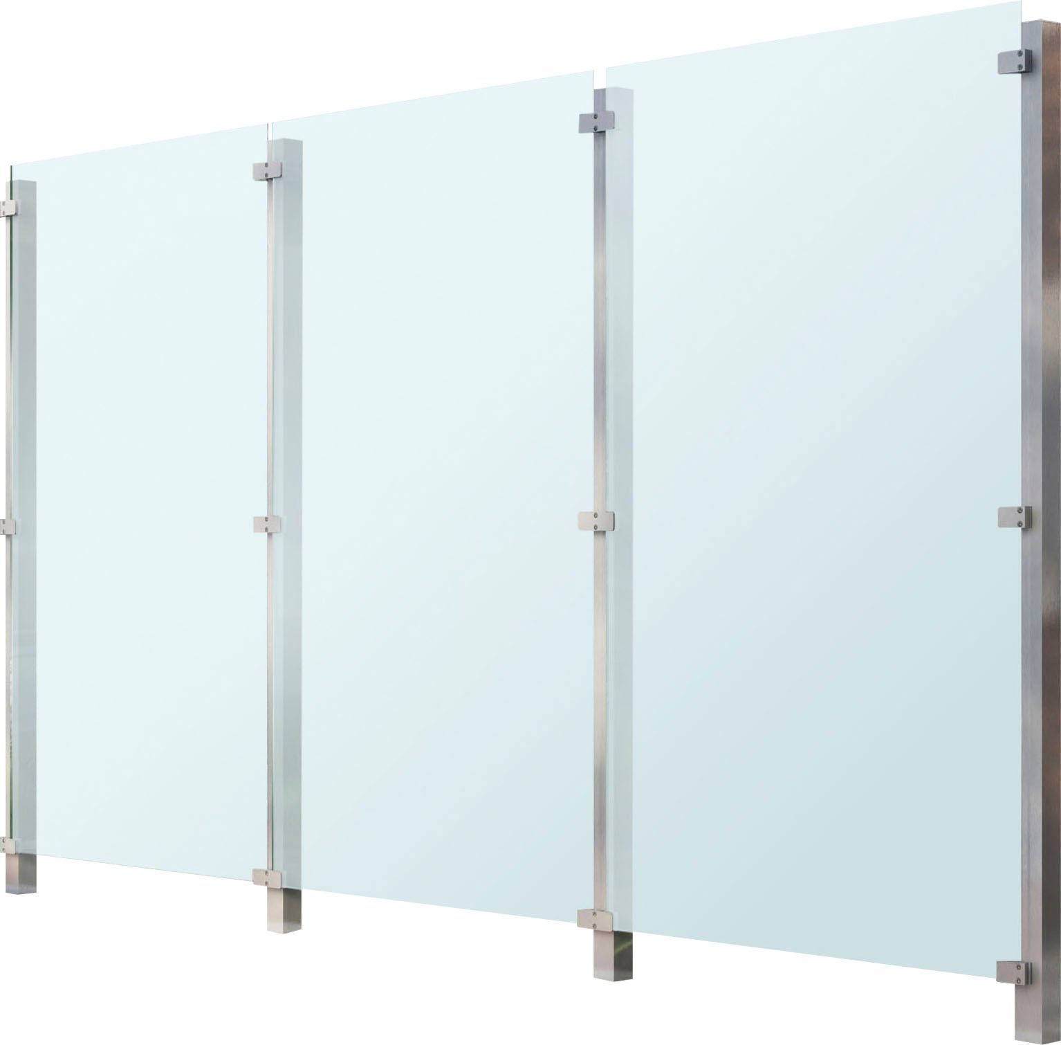 STAKET PRO Zaun, (Set), Glaszaun, Gesamtlänge: 3,32 m, 4 Pfosten