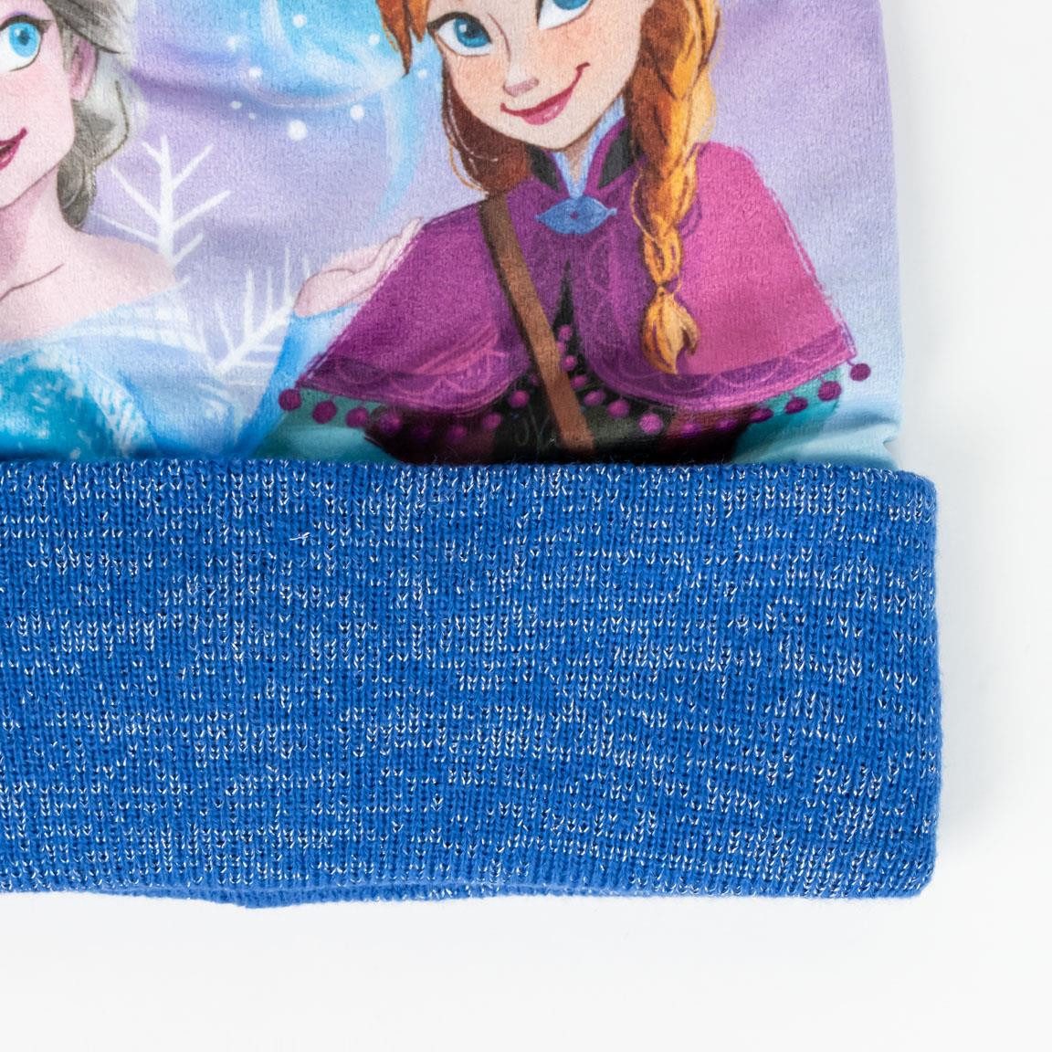 Disney Frozen Bommelmütze Eiskönigin Bommelmütze, Handschuhe und Schal Set, Anna und Elsa – Bild 4 von 5