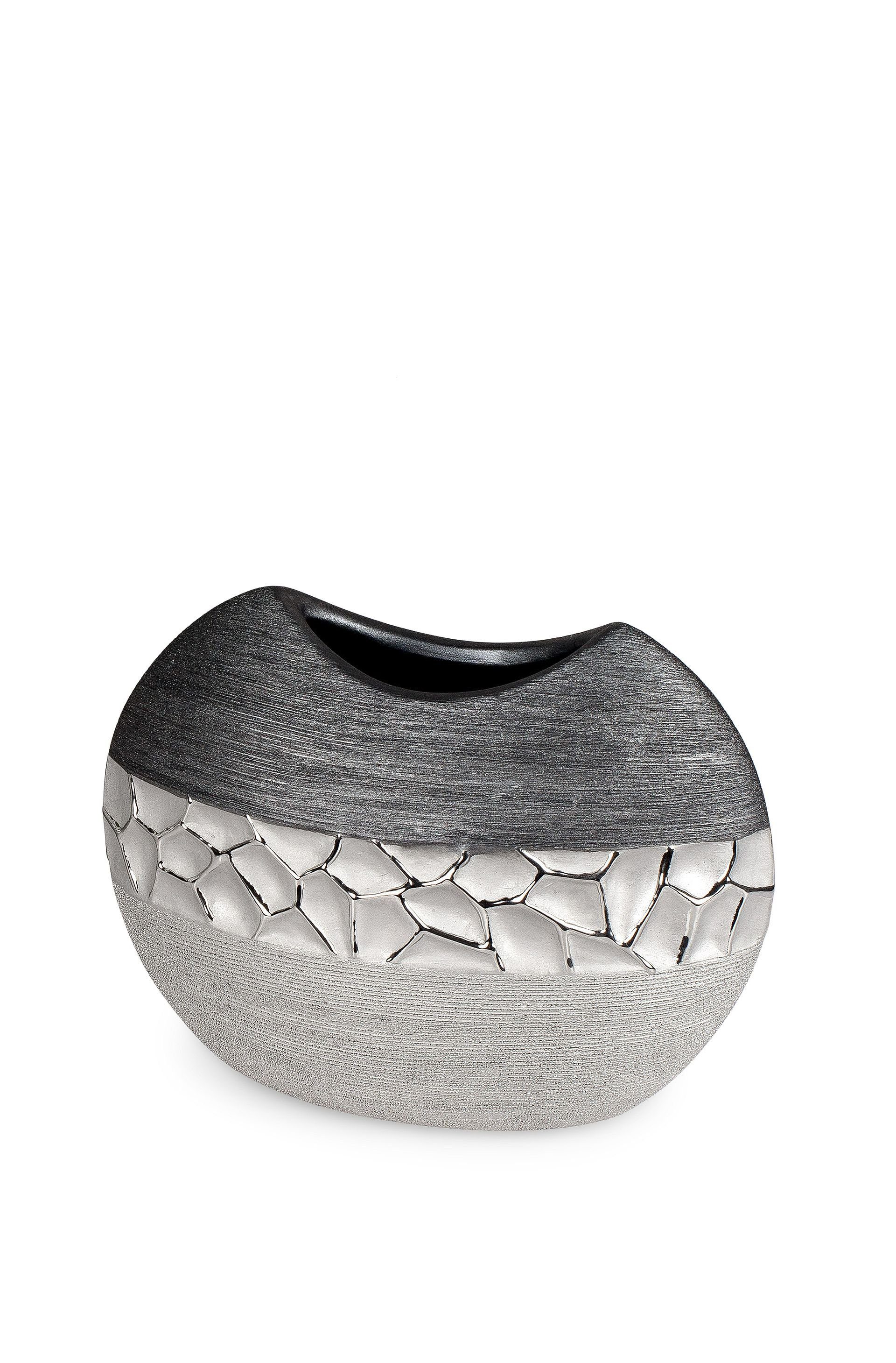 2 Small-Preis Dekovase in Tischvase aus Vase Keramik grau silber wählbar, Größen