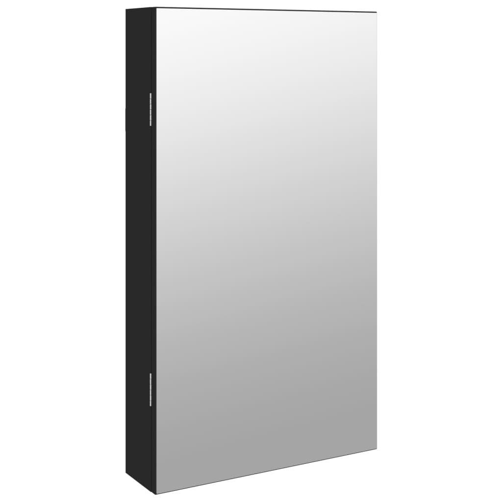 vidaXL Spiegel Spiegel-Schmuckschrank mit LED-Beleuchtung Wandmontage Schwarz (1-St)