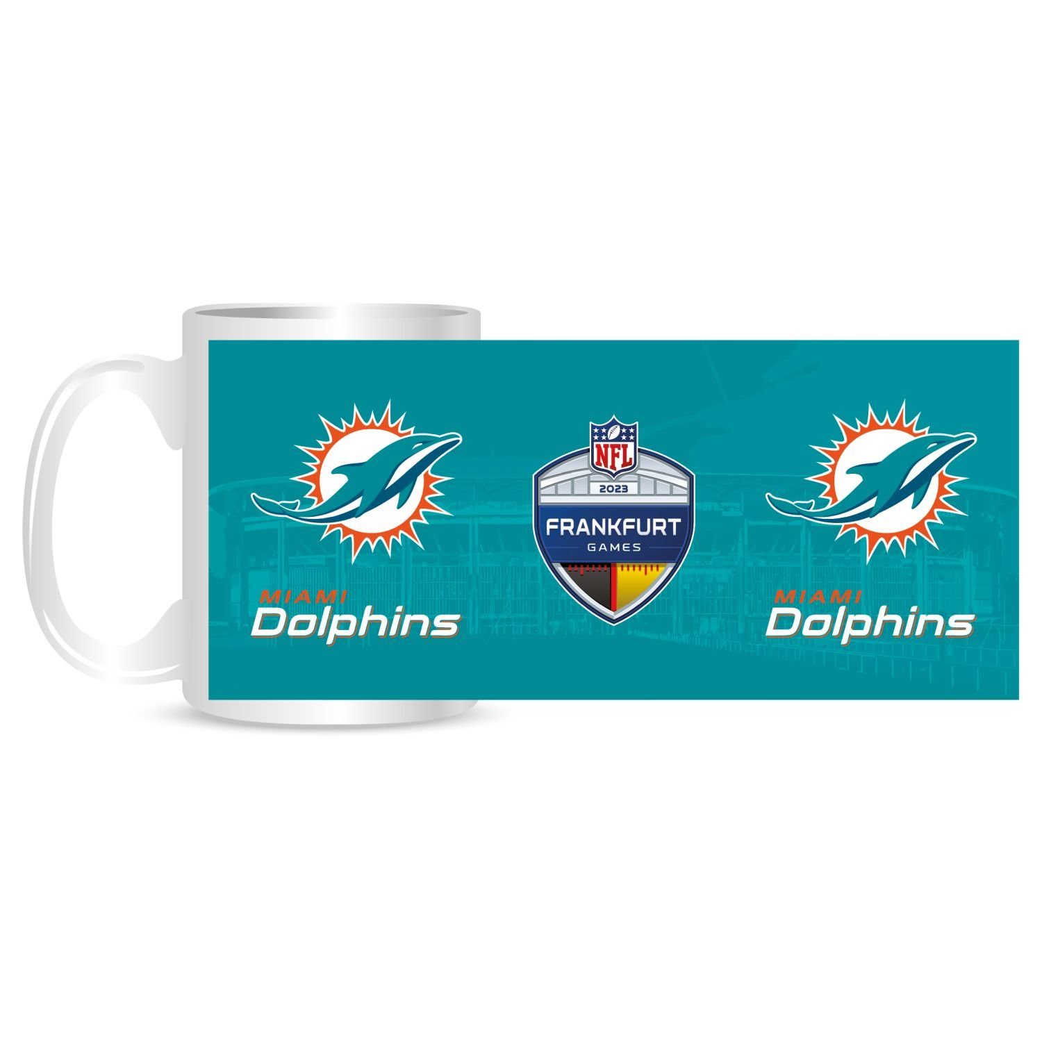 Frankfurt Great 450ml Miami Tasse 2023 Tasse NFL Branding Dolphins Game