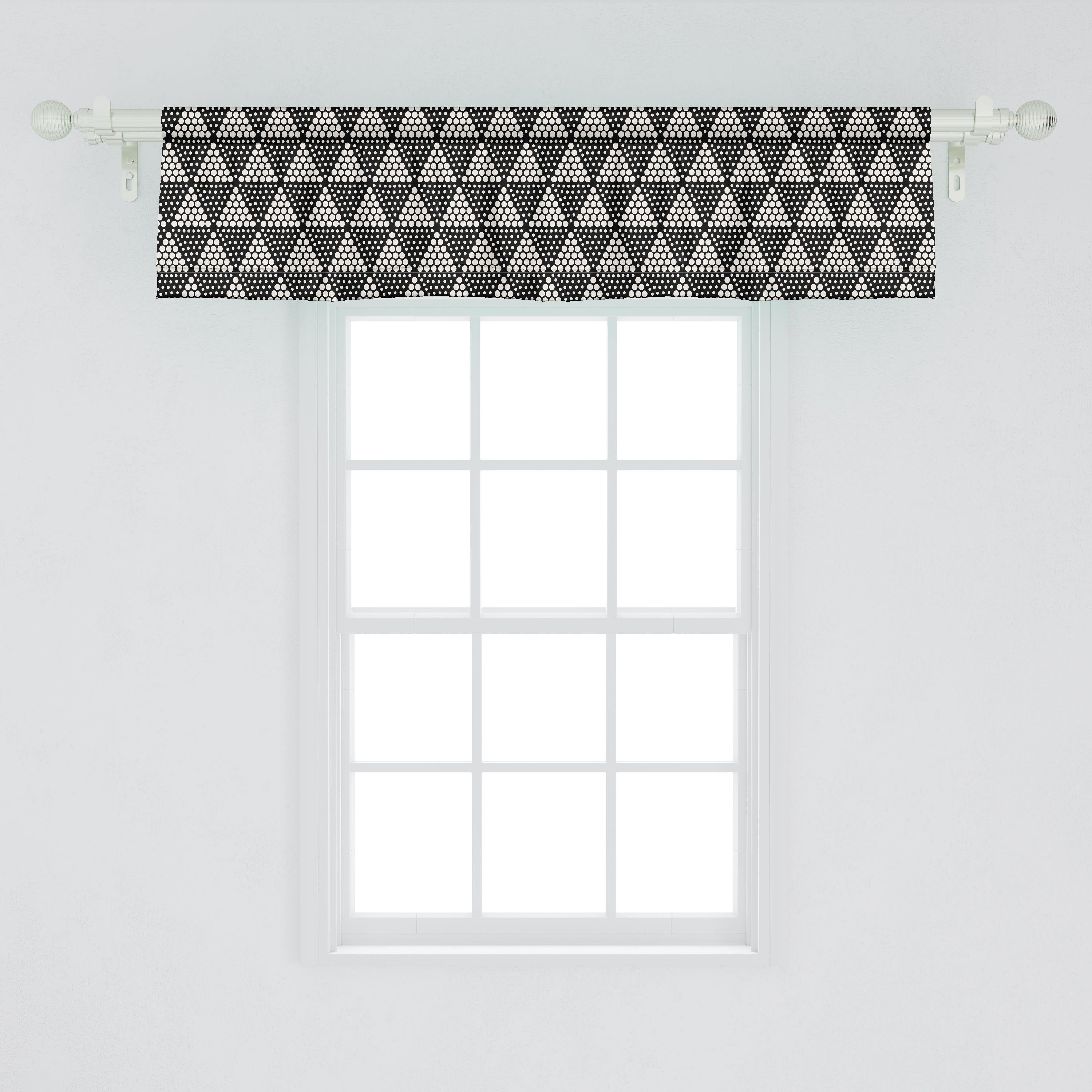 Stangentasche, Microfaser, Scheibengardine für Geometrisch Dekor mit Vorhang Schlafzimmer Volant Halbtonpunkte Triangles Abakuhaus, Küche