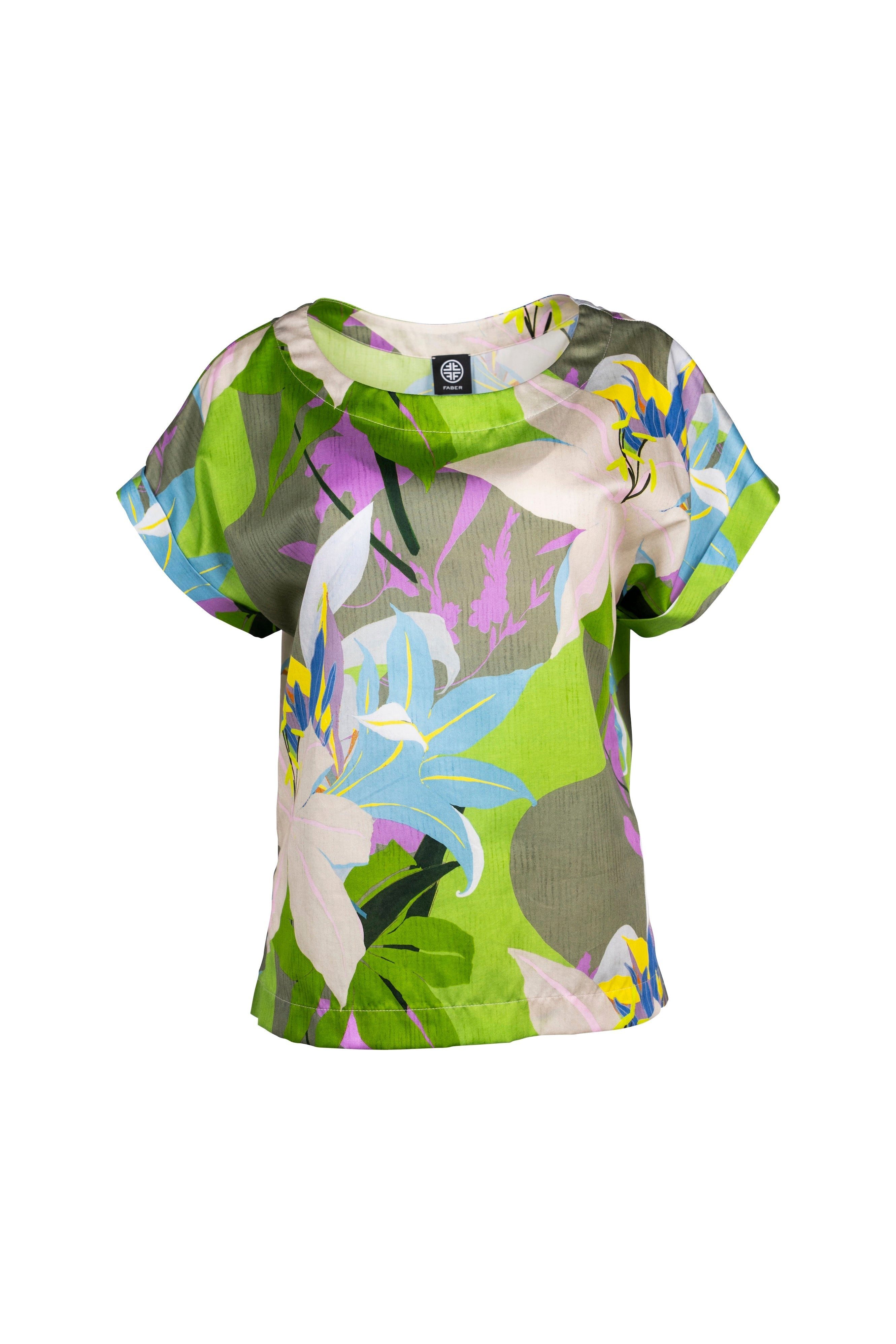 Faber Blusenshirt Blusenshirt mit exotischem Floral-Print Floral-Print