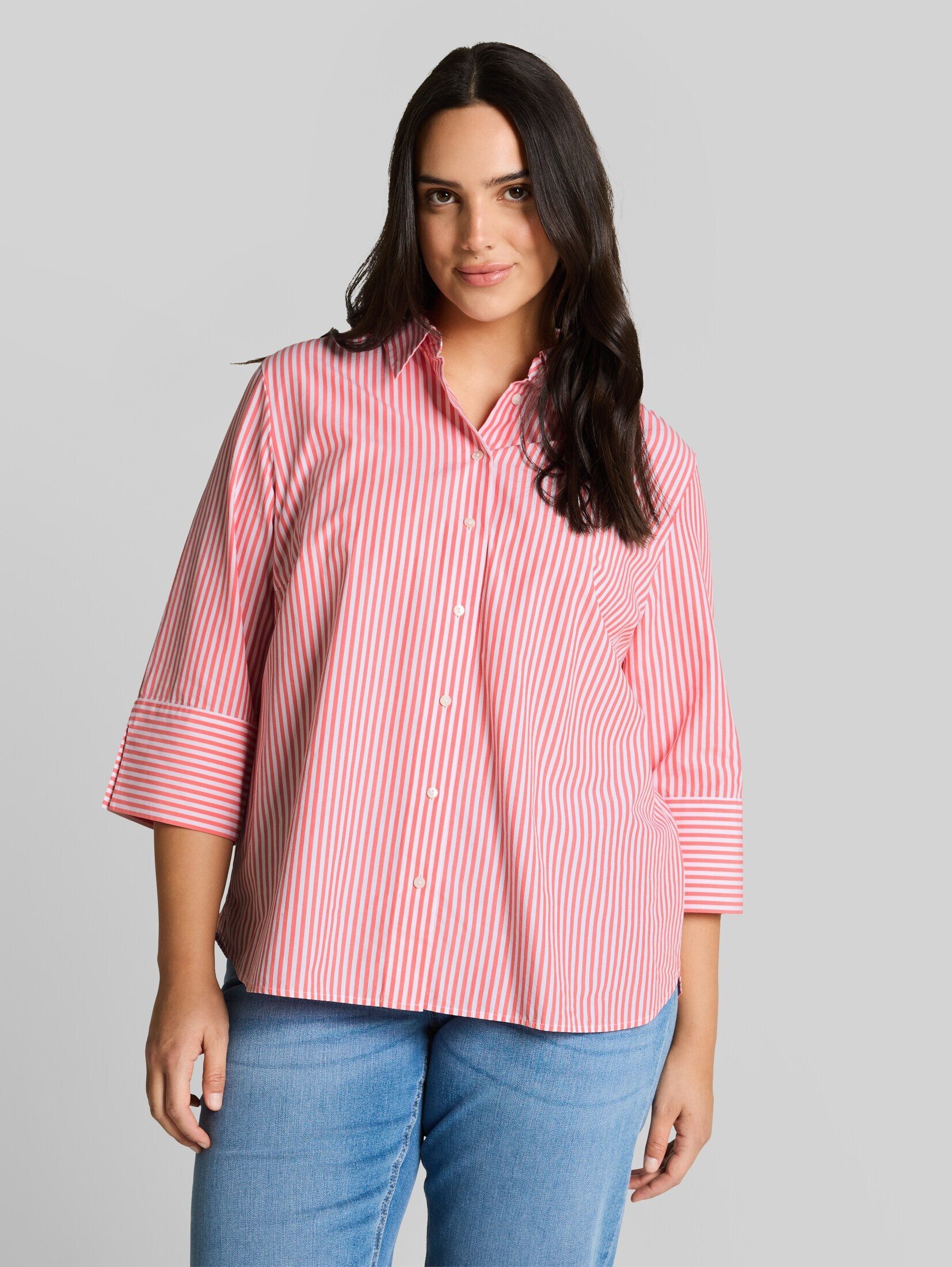 TOM TAILOR PLUS Langarmbluse Blusen & Shirts Plus Size - Hemdbluse mit Streifenmuster