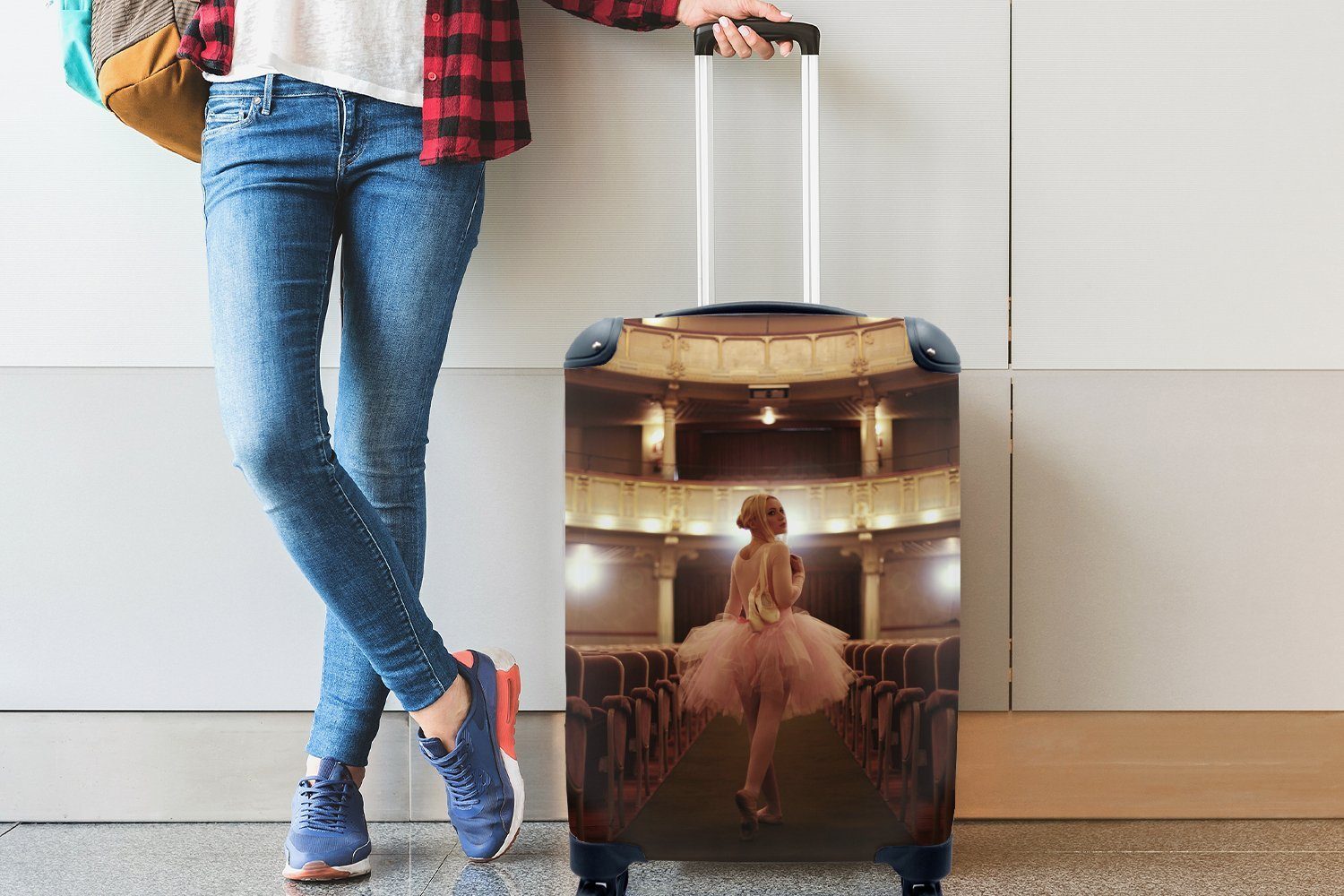 rollen, einem Reisekoffer Ballerina Trolley, 4 für Handgepäck Reisetasche Handgepäckkoffer rosa mit MuchoWow Theater, Tutu Ferien, in Rollen, mit