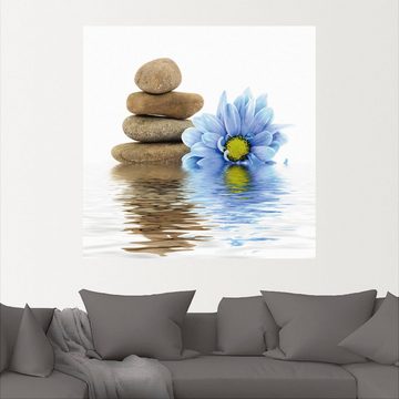 Artland Wandbild Therapie-Steine mit einzelnen Blumen, Zen (1 St), als Leinwandbild, Wandaufkleber in verschied. Größen