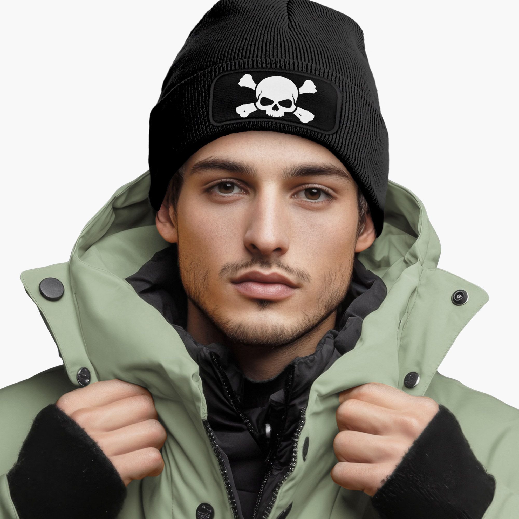 MoonWorks Beanie Herren Beanie mit Patch Skull Strickmütze Totenkopf Aufdru günstig online kaufen