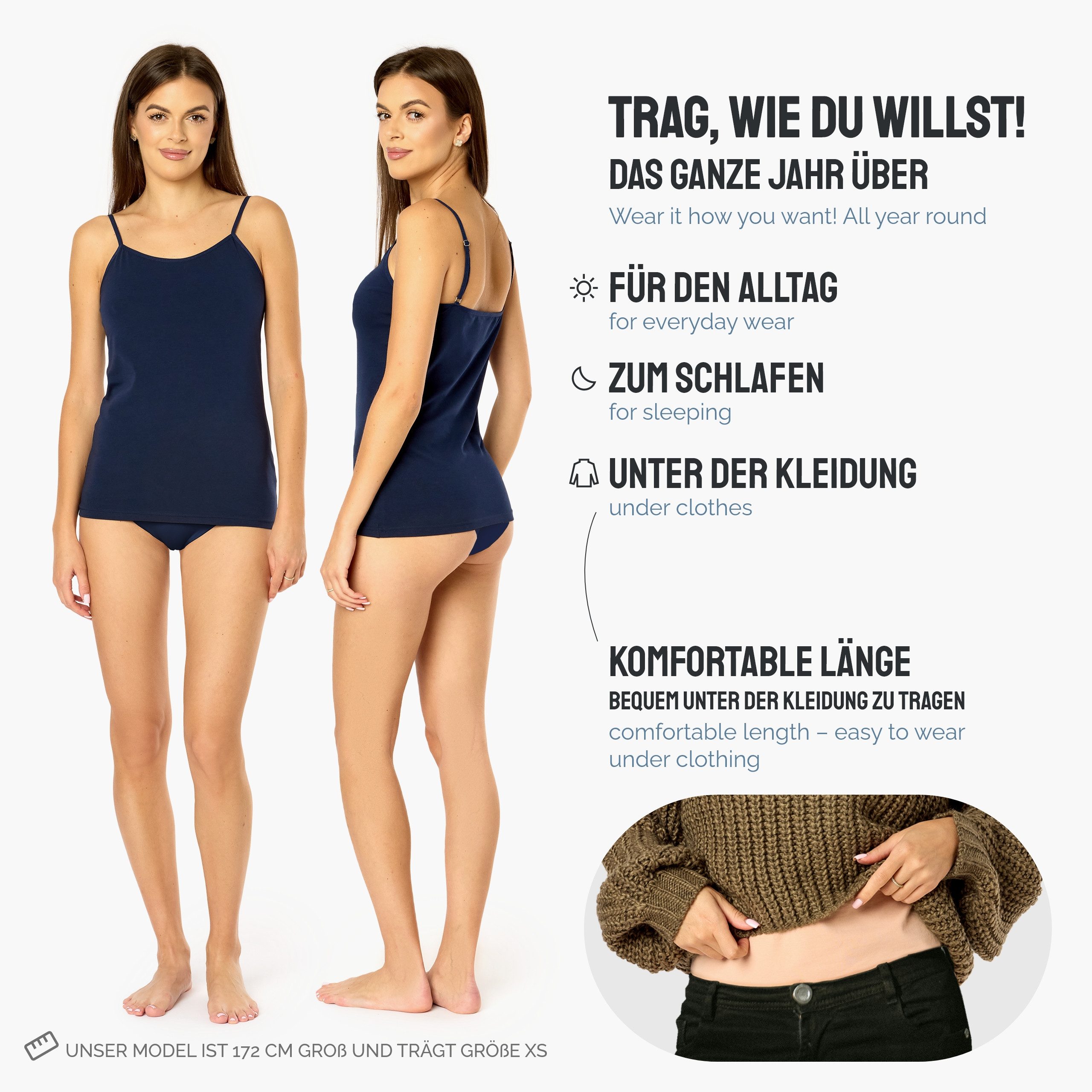Ladeheid Unterhemd Trägertop Damen Spaghetti Top Set 3 Stück LA40-263 (Set, 3er-Pack) – Bild 3 von 5