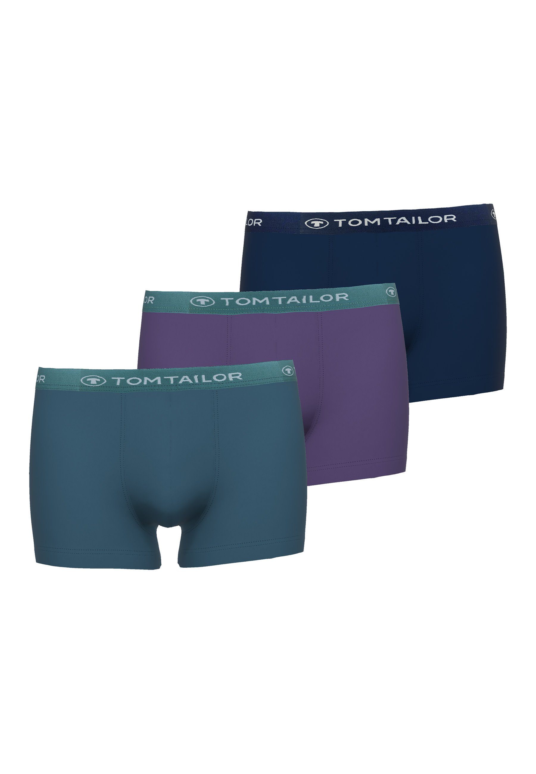 TOM TAILOR Boxershorts TOM TAILOR Herren Pants lila uni 3er Pack (3-St) lila-dunkel-multicolor1