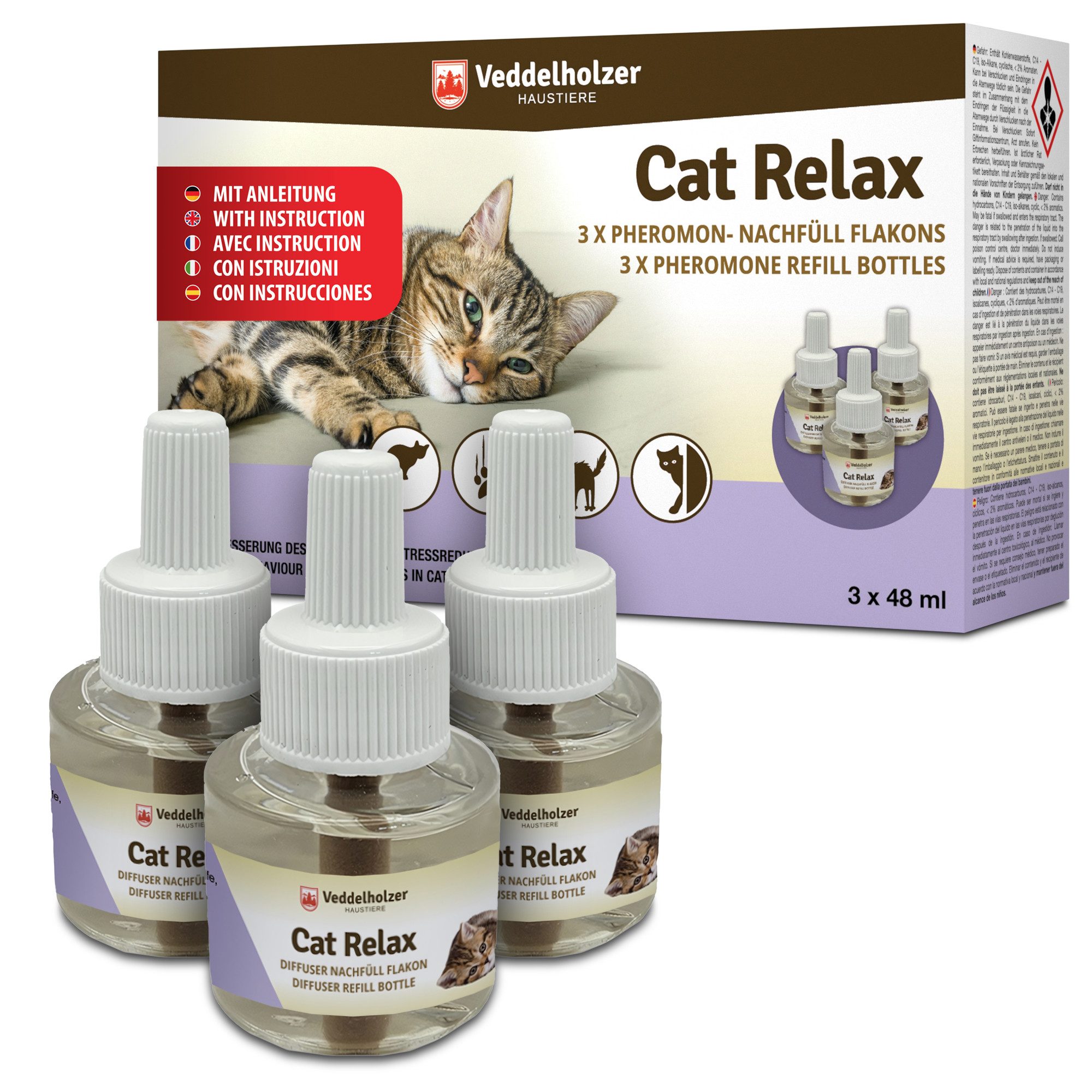 Katzen-Spielspray Relax Cat Pheromone Katzen Nachfüll Set aus 3 x 45ml Flakon