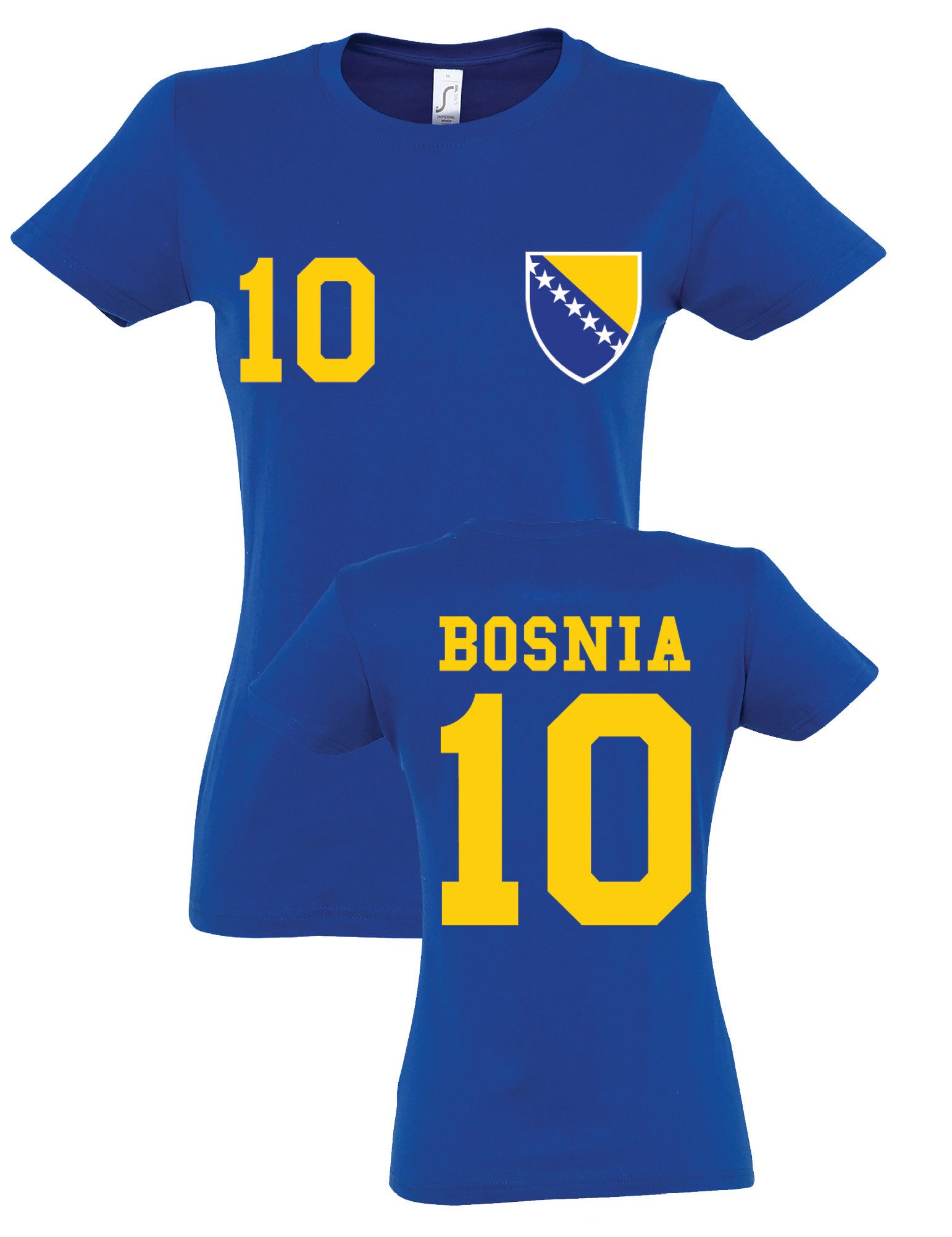 Youth Designz T-Shirt Bosnia Bosnien Damen T-Shirt im Fußball Trikot Look WM 2026 mit trendigem Trikot Look für Frauen
