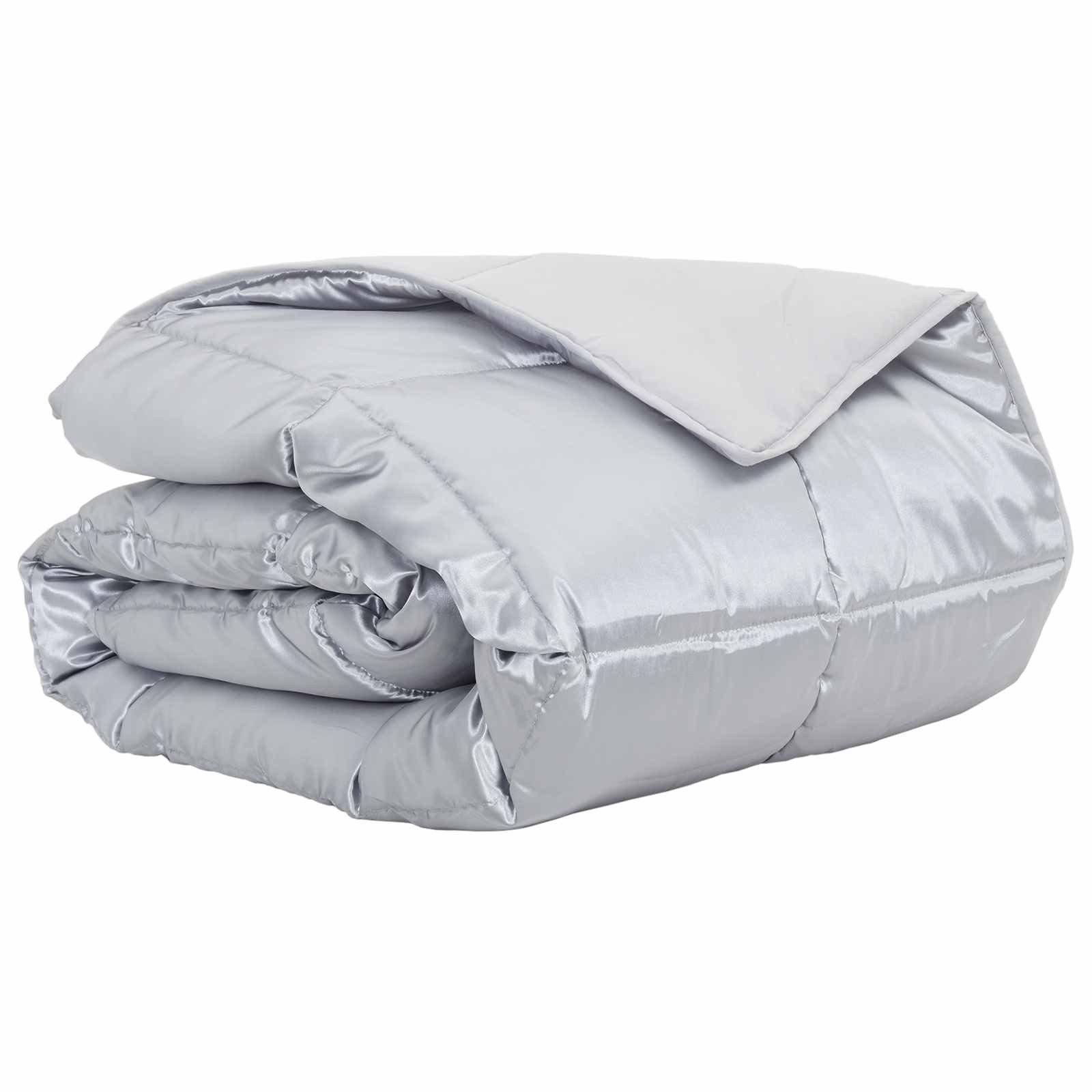 vidaXL Baumwollbettdecke Sommerdecke Silber 200 x 220 cm Satin und Mikrofaser, Bezug: Baumwolle / Satin