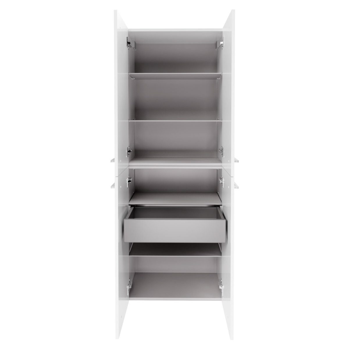 FACKELMANN Hochschrank Verona Doppel Hochschrank mit Innenschublade - Weiß Hochglanz - Weiß