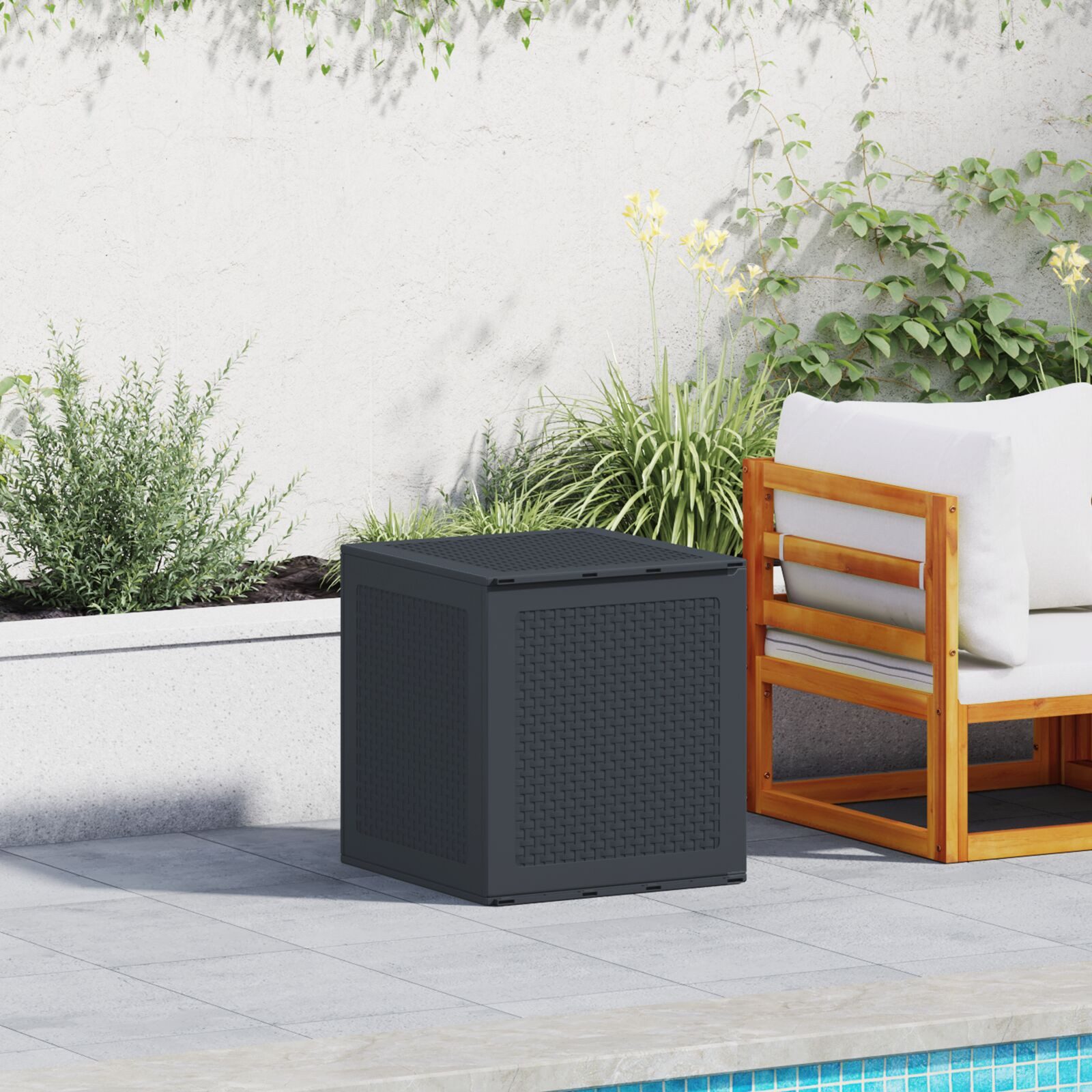 vidaXL Auflagenbox 55 x 53 x 57 cm Garten Aufbewahrungsbox Anthrazit 55x53x57 cm PP
