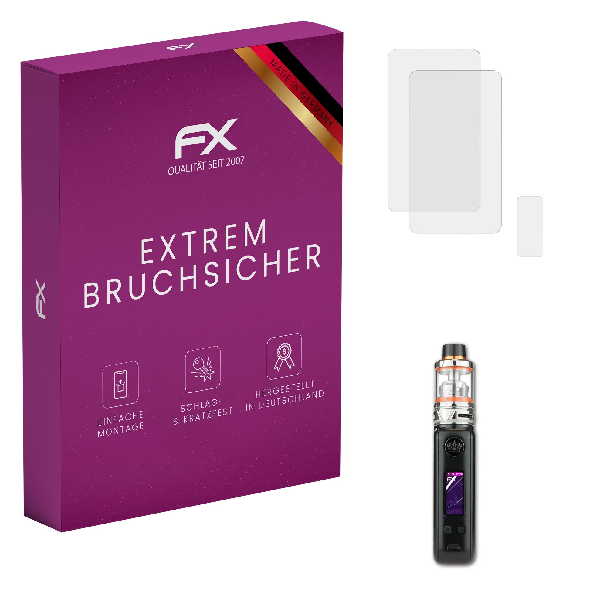 atFoliX Schutzfolie Panzerglasfolie für Uwell Crown 4 Mod, Ultradünn und superhart
