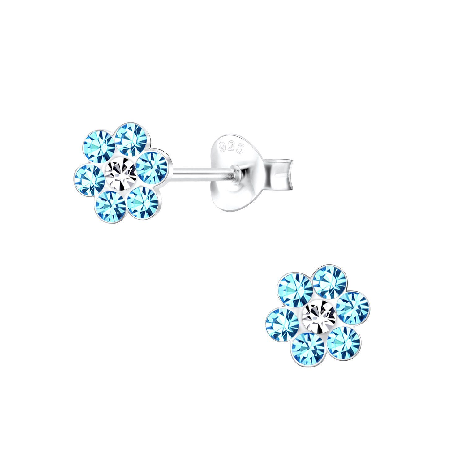 ALEXANDER YORK Paar Ohrstecker BLUME Kristall aqua, 2-tlg., 925 Sterling Silber