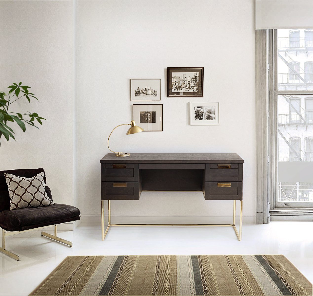 Woodman Schreibtisch Pimlico, Holzfurnier aus Eiche, FSC®-zertifiziert