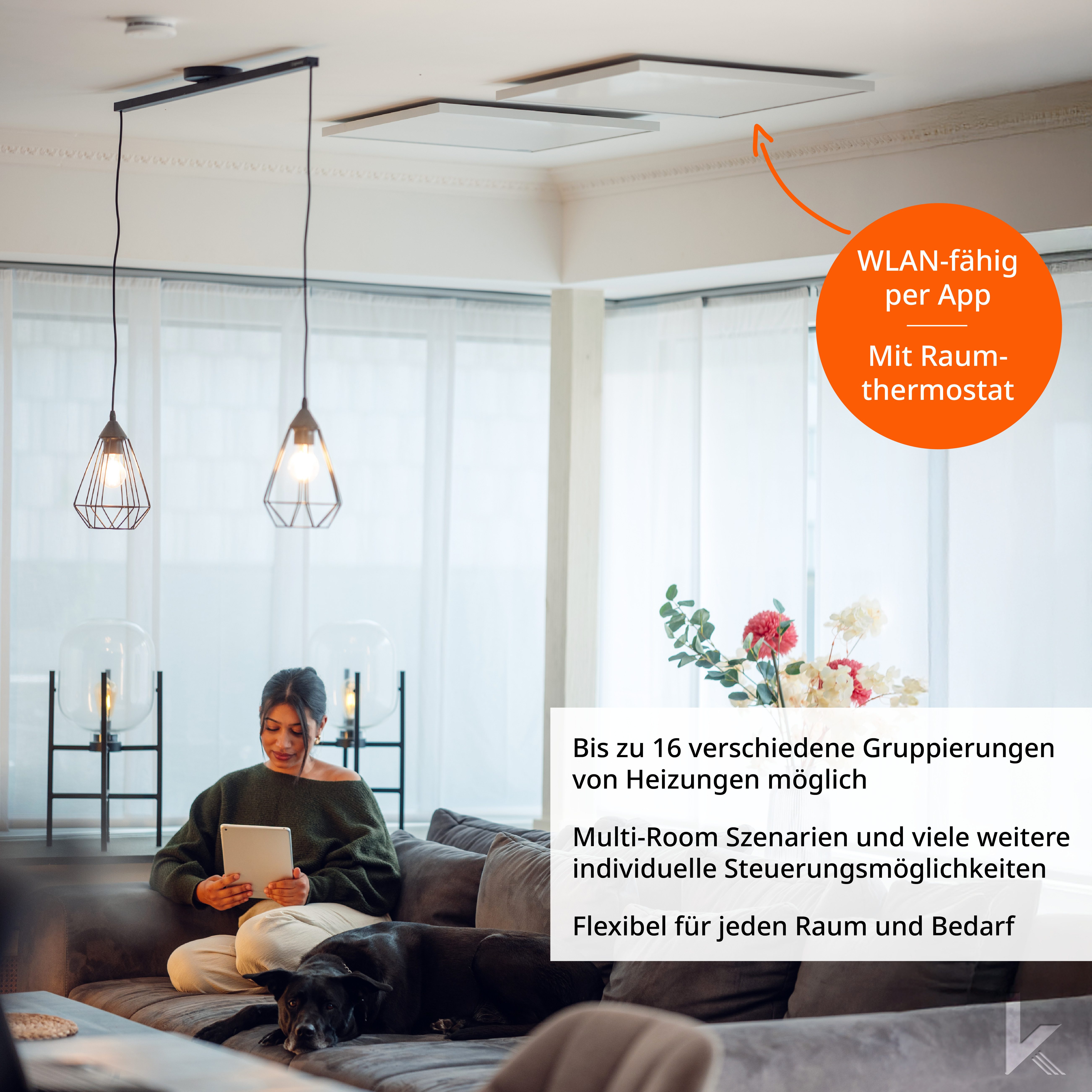 Könighaus Infrarotheizung Könighaus Deckenheizung M-Serie mit Raumthermostat, hohe Effizienz, Made in Germany, sehr angenehme Strahlungswärme