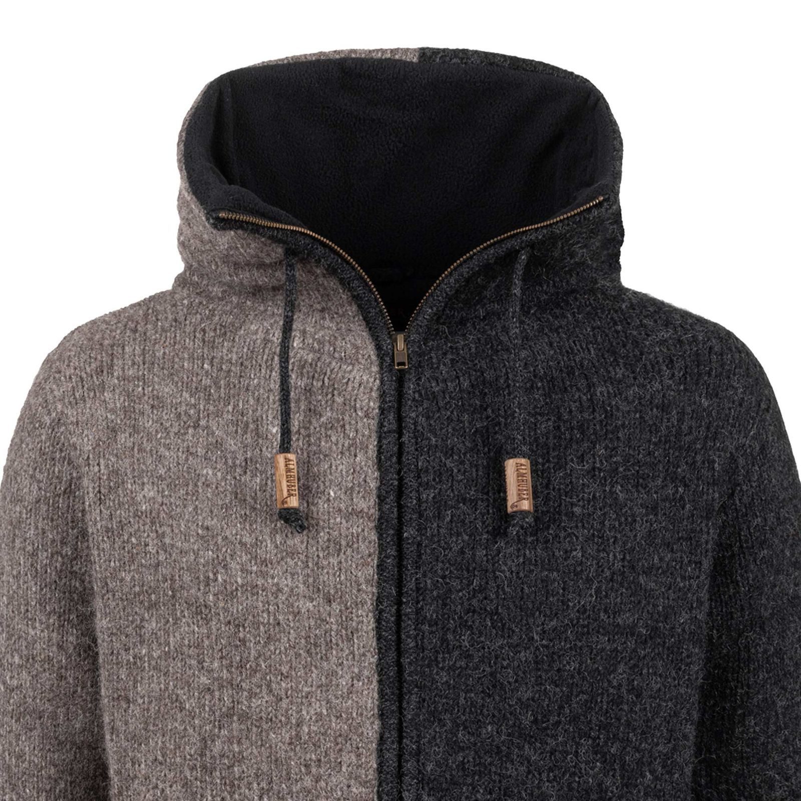 ALMHUBER Strickjacke Unisex Strickjacke Schurwolle Nordisch Winterjacke Wolljacke Cardigan