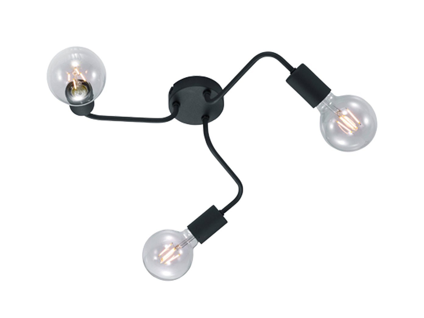 Schwarz, Metall meineWunschleuchte Ø47cm LED minimalistisch LED Warmweiß, Deckenleuchte, wechselbar, dreiflammig ausgefallene