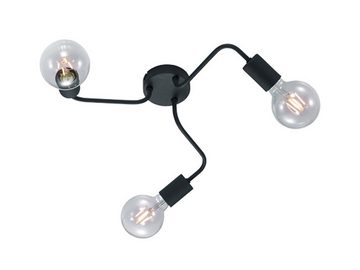 meineWunschleuchte LED Deckenleuchte, LED wechselbar, Warmweiß, ausgefallene minimalistisch dreiflammig Metall Schwarz, Ø 47cm