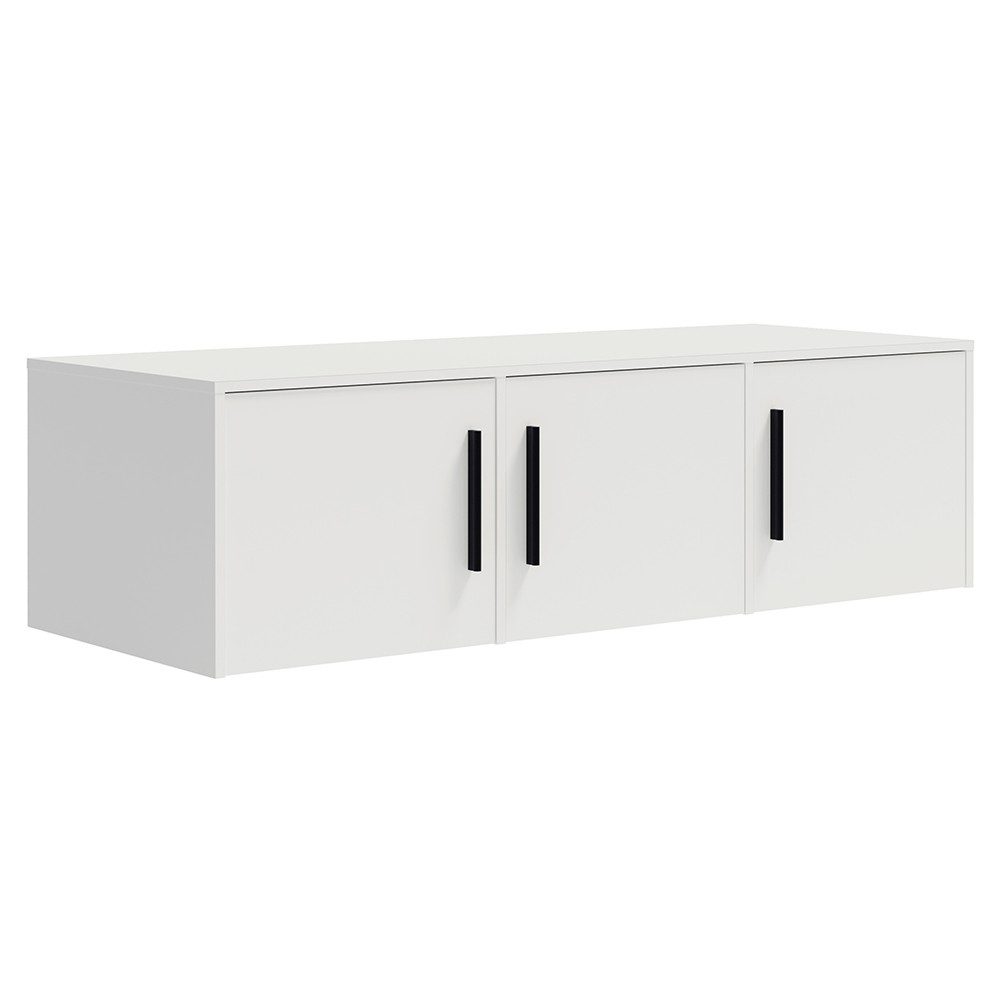 Lomadox Aufsatzschrank MOLLERUSA-132 für Kleiderschrank 150 cm breit, 3-türig, weiß matt