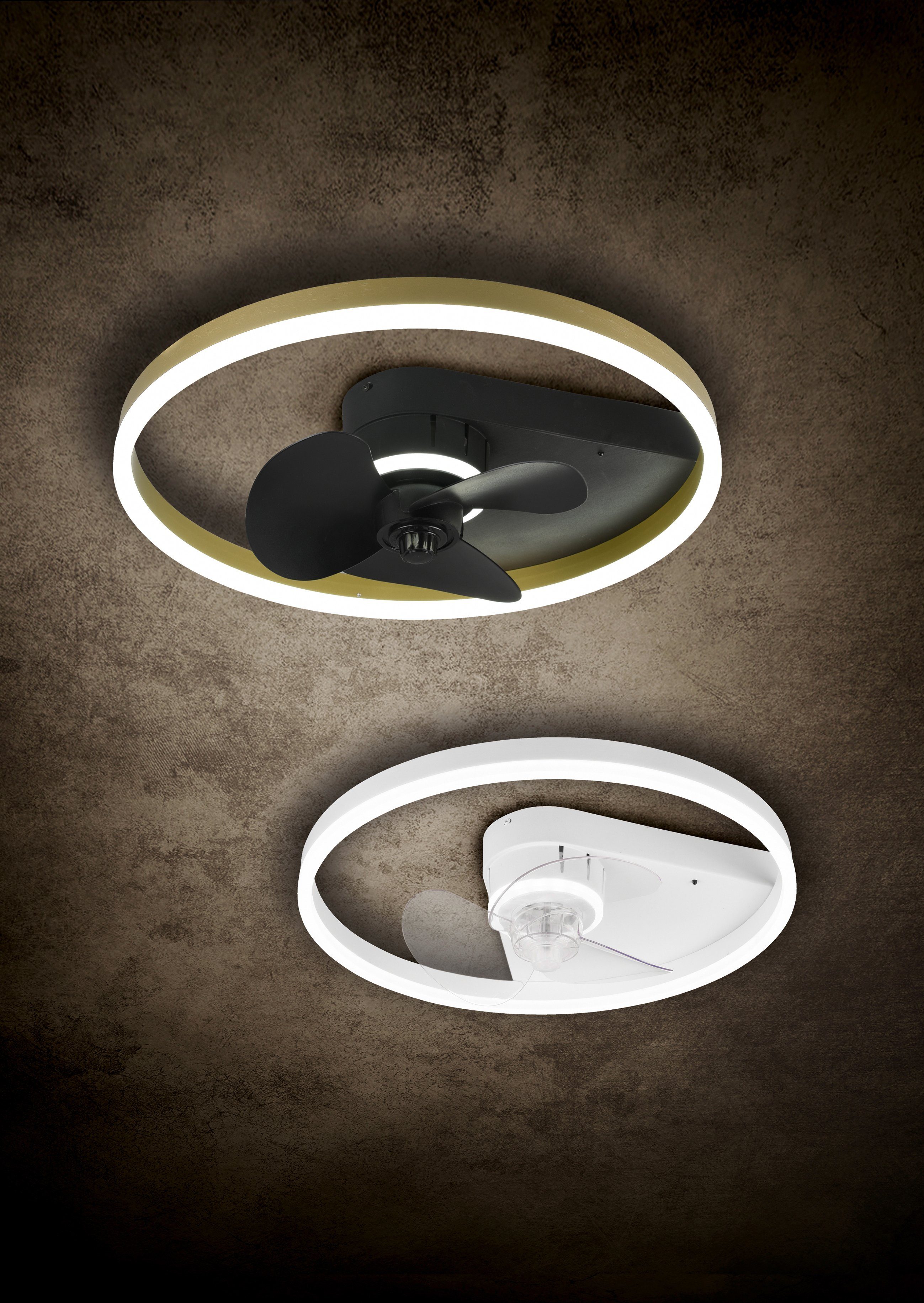 TRIO Leuchten LED Deckenleuchte Ventilator integriert, getrennt Ventilatorfunktion, Ventilator, schaltbar Warmweiß, Fernbedienung., Leuchte/ Timerfunktion, LED fest Borgholm, mit