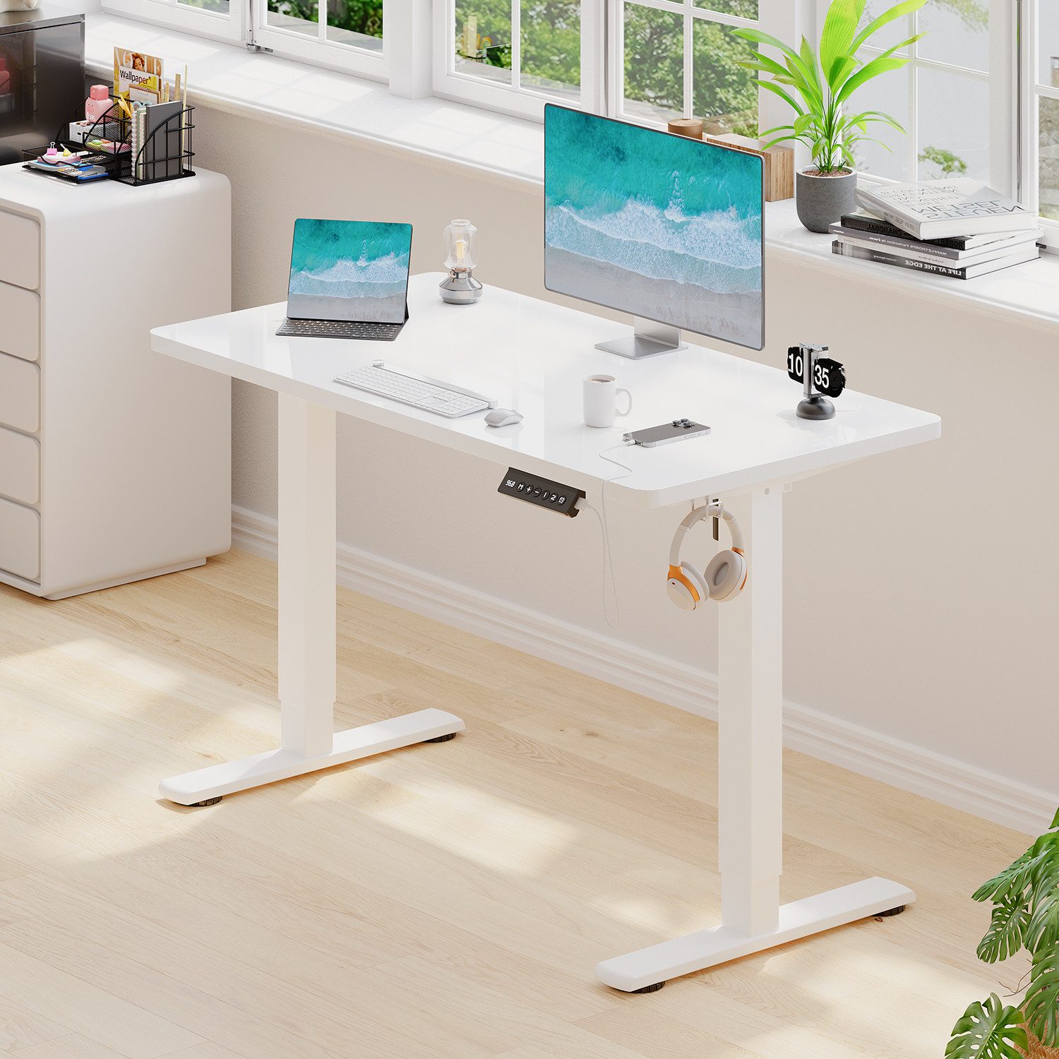 HOMALL Schreibtisch Höhenverstellbarer Schreibtisch mit 2-stufiger Memory-S günstig online kaufen