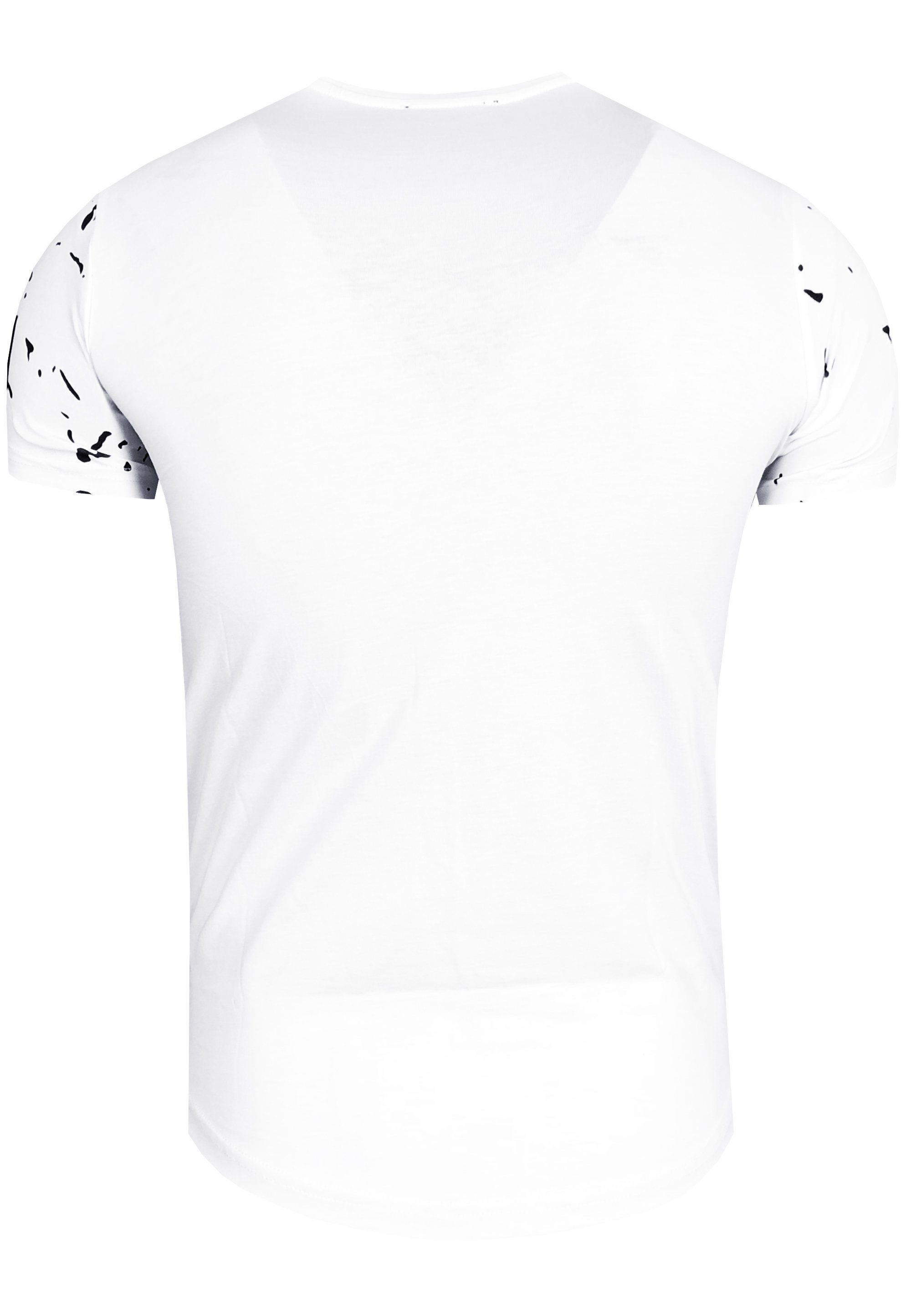 Rusty Neal T-Shirt mit plakativem Frontprint weiß-schwarz