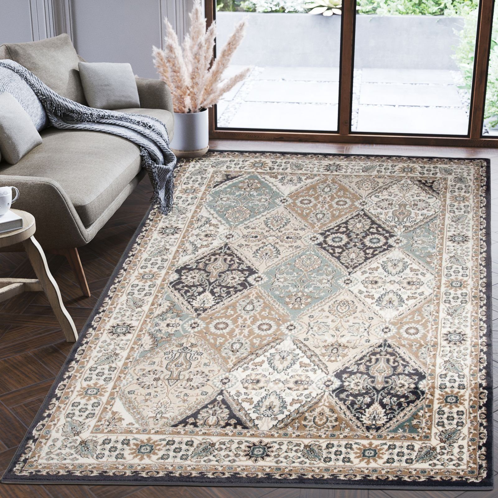 Orientteppich Oriente Teppich - Traditioneller Teppich Orient Grau, Mazovia, 60 x 100 cm, Geeignet für Fußbodenheizung, Pflegeleicht, Wohnzimmerteppich