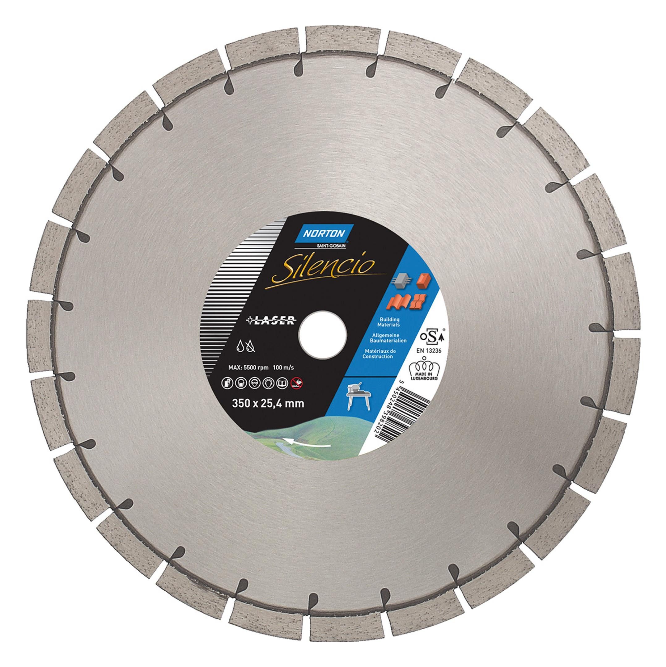 NORTON CLIPPER Trennscheibe, Ø 350 mm, Diamanttrennscheibe Silencio 350 x 25,4 mm H15 Fugenschneider