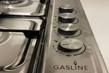 Gasline Gas-Kochfeld Tischkocher mit rutschfeste Gummifüße, elektrische Zündung und Zündsicherung, 60cm breit, 4 flammig, autark GAC60LPG, Propangas 50mbar