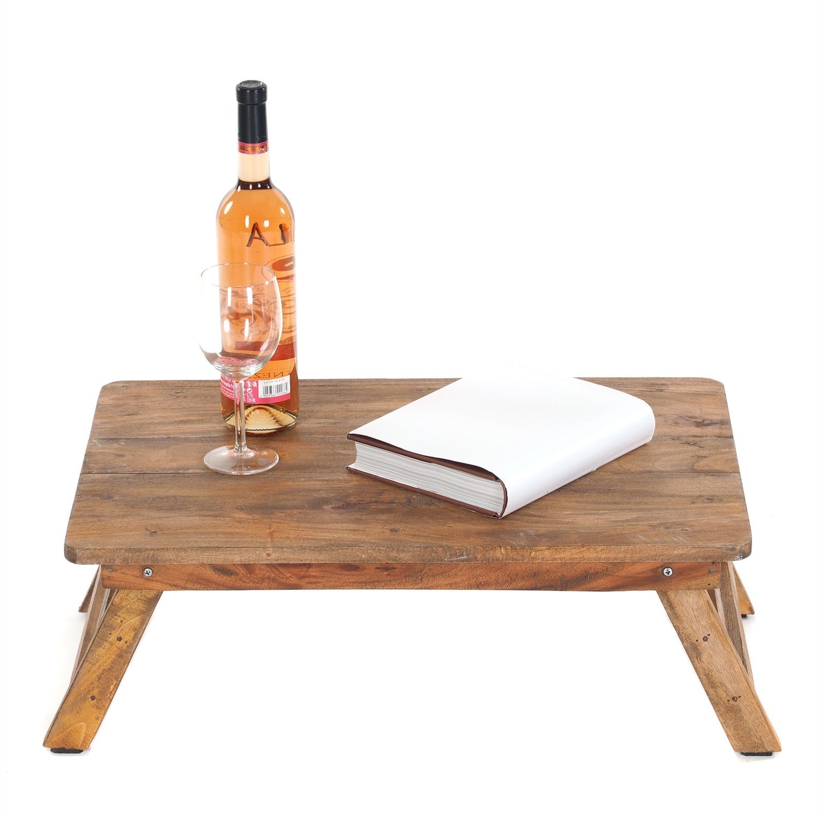 DESIGN DELIGHTS Tablett TABLETTTISCH "FOLD", Altholz massiv, 60x40 cm, Frühstückstablett, 0, Holz