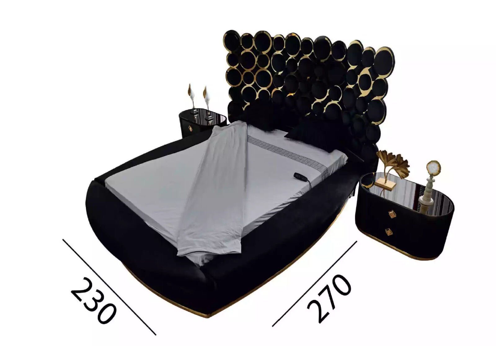 Doppelbett Bett Textilbetten Luxus Bettrahmen Schlafzimmer (1-tlg., Designerbett JVmoebel Bett)